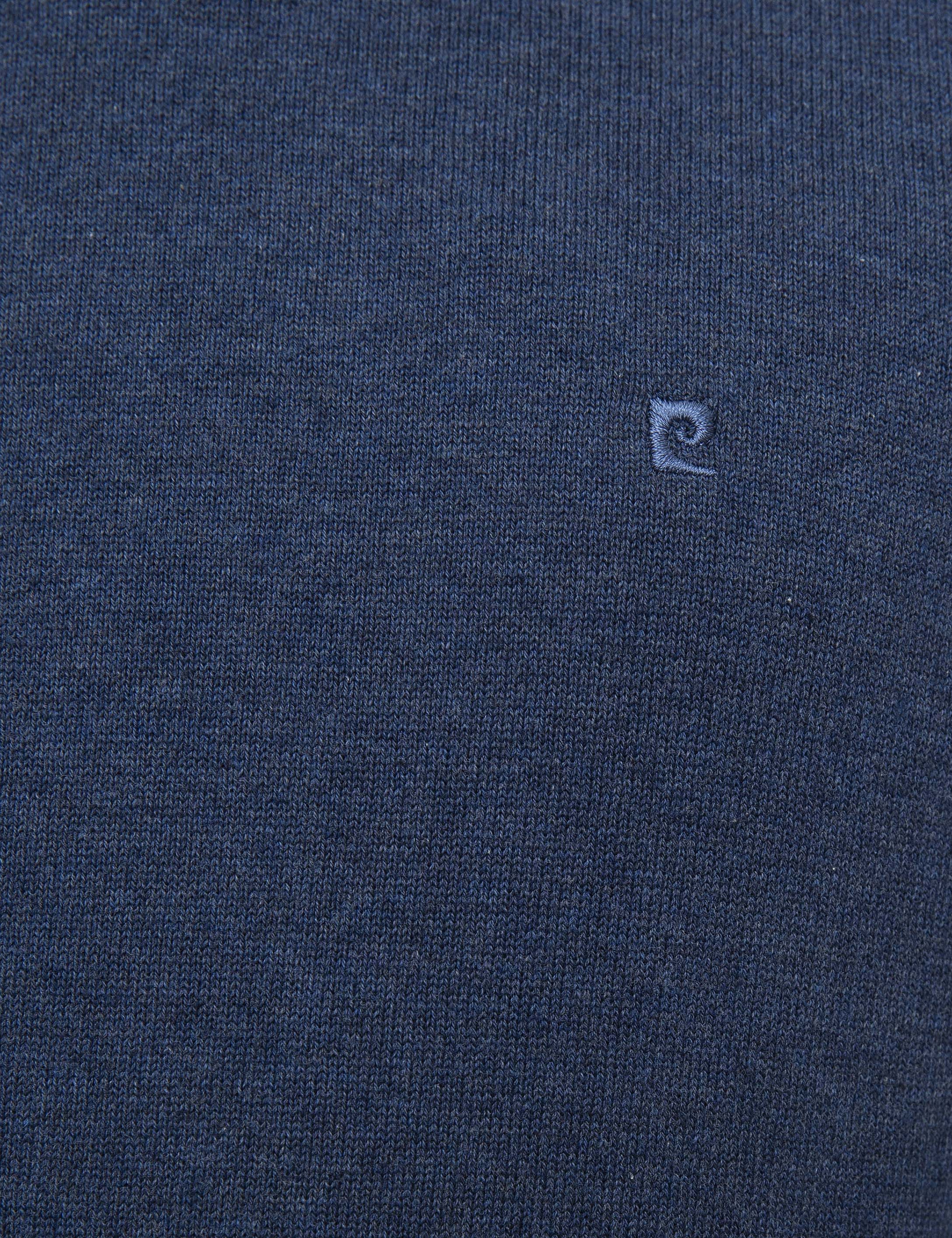 İndigo Mavi Melanj Slim Fit Bisiklet Yaka Basic Triko Kazak