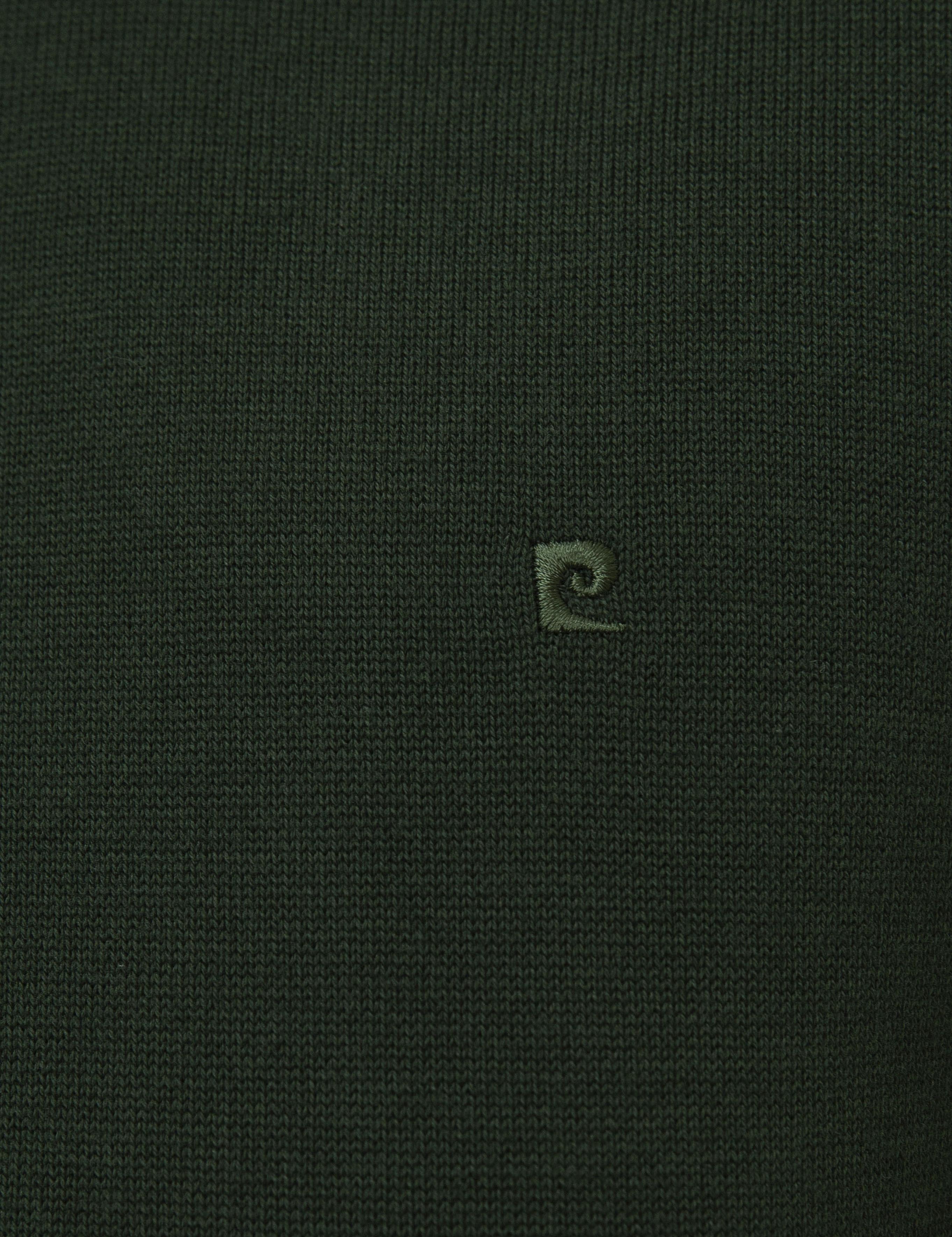 Koyu Yeşil Slim Fit Yarım Balıkçı Yaka Triko Kazak