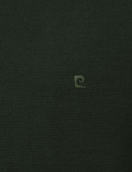 Koyu Yeşil Slim Fit Yarım Balıkçı Yaka Triko Kazak - 50207508221