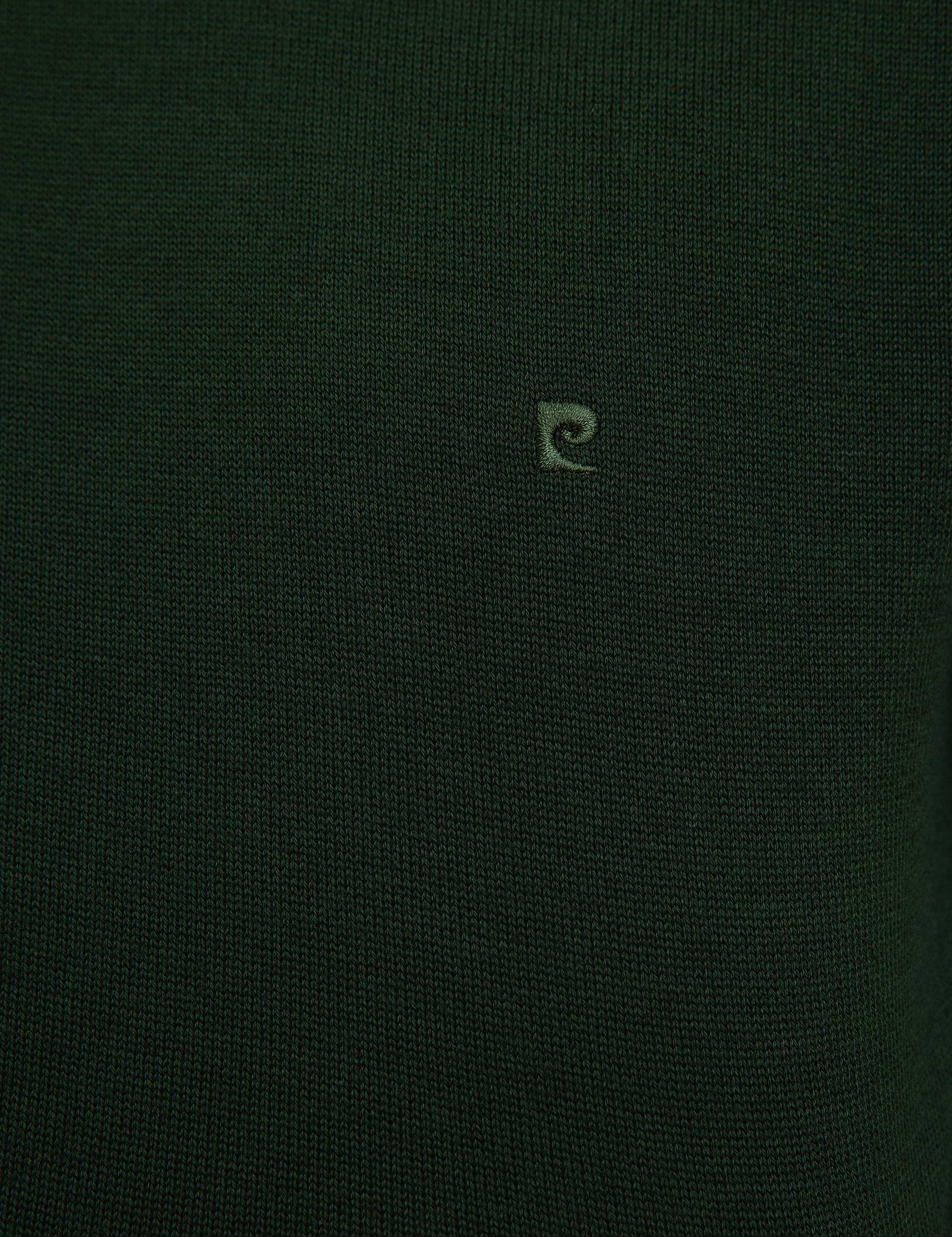 Koyu Yeşil Slim Fit Bisiklet Yaka Basic Triko Kazak