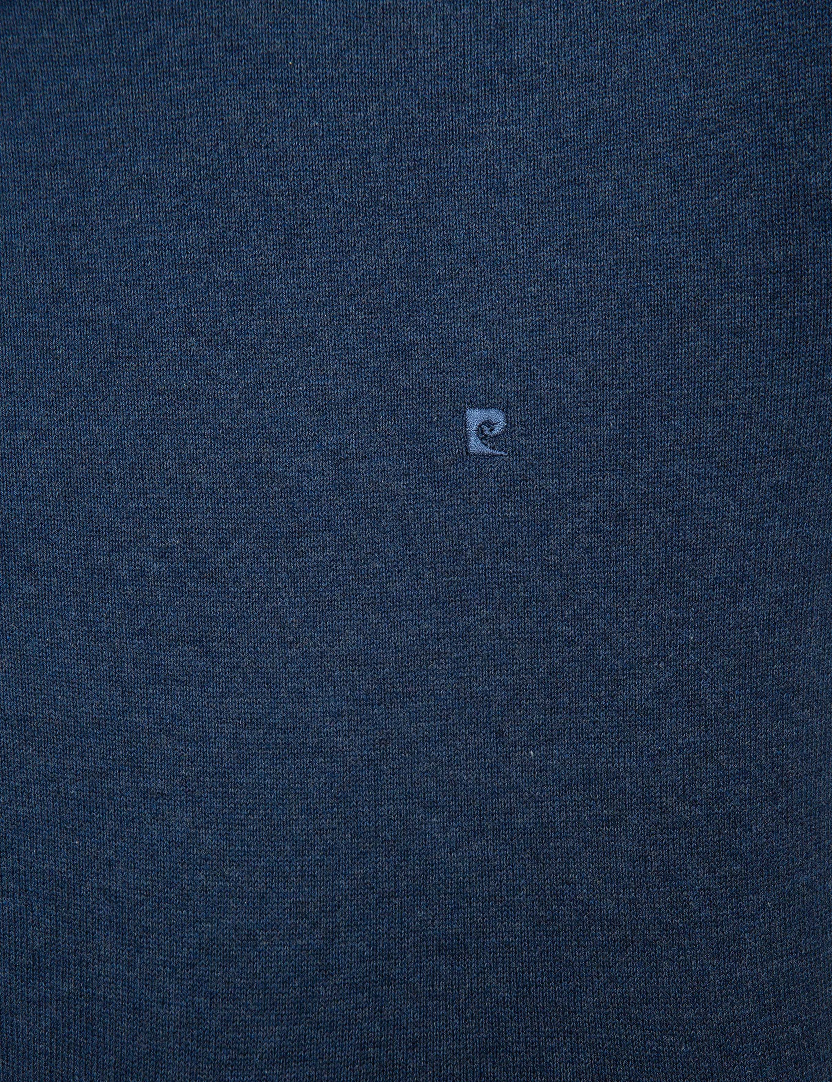 İndigo Mavi Melanj Slim Fit Yarım Balıkçı Yaka Basic Triko Kazak