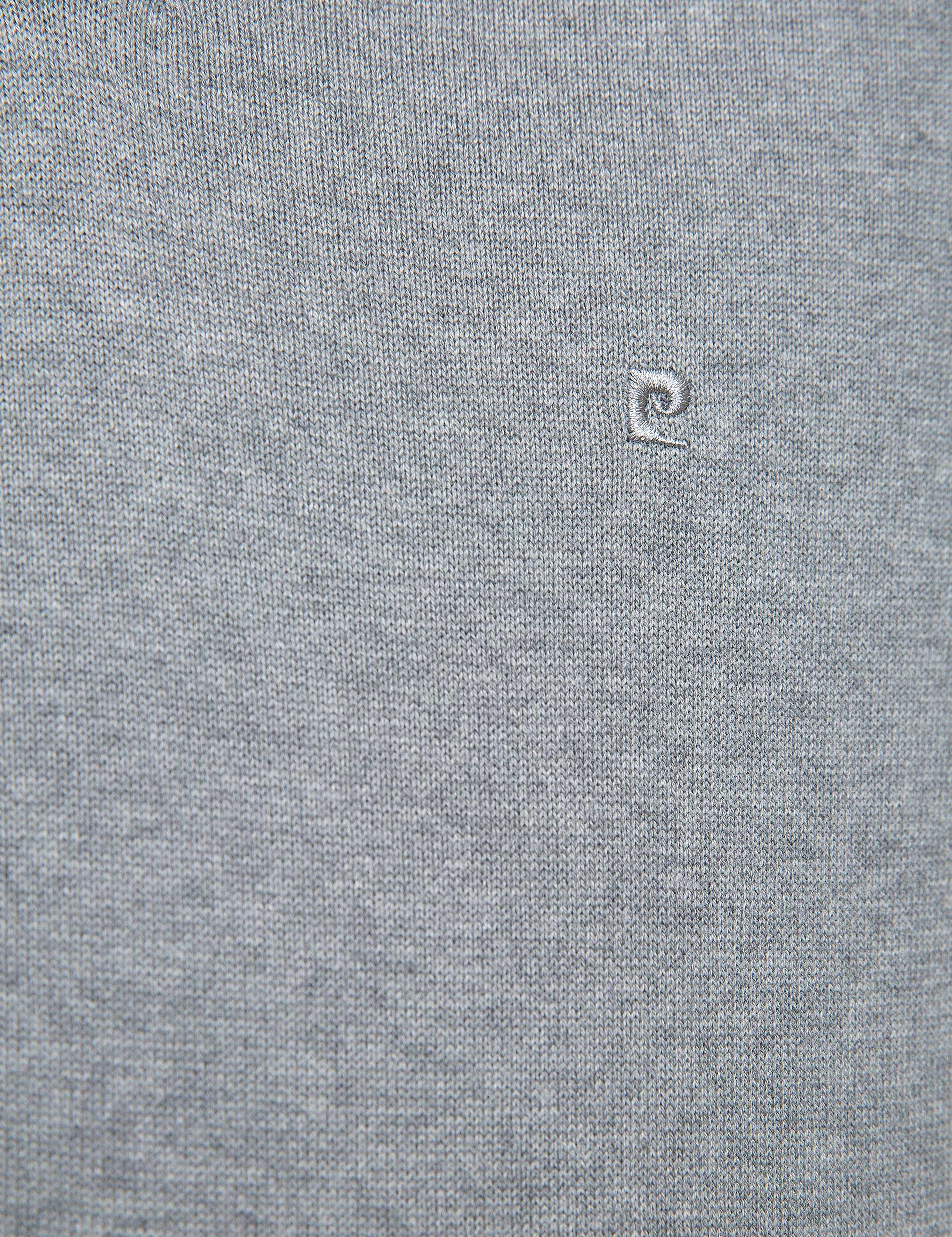 Gri Melanj Slim Fit V Yaka Basic Triko Kazak