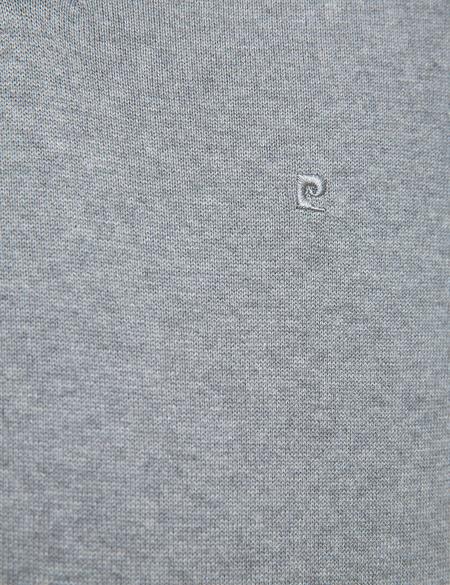 Gri Melanj Slim Fit V Yaka Basic Triko Kazak - 50207495161