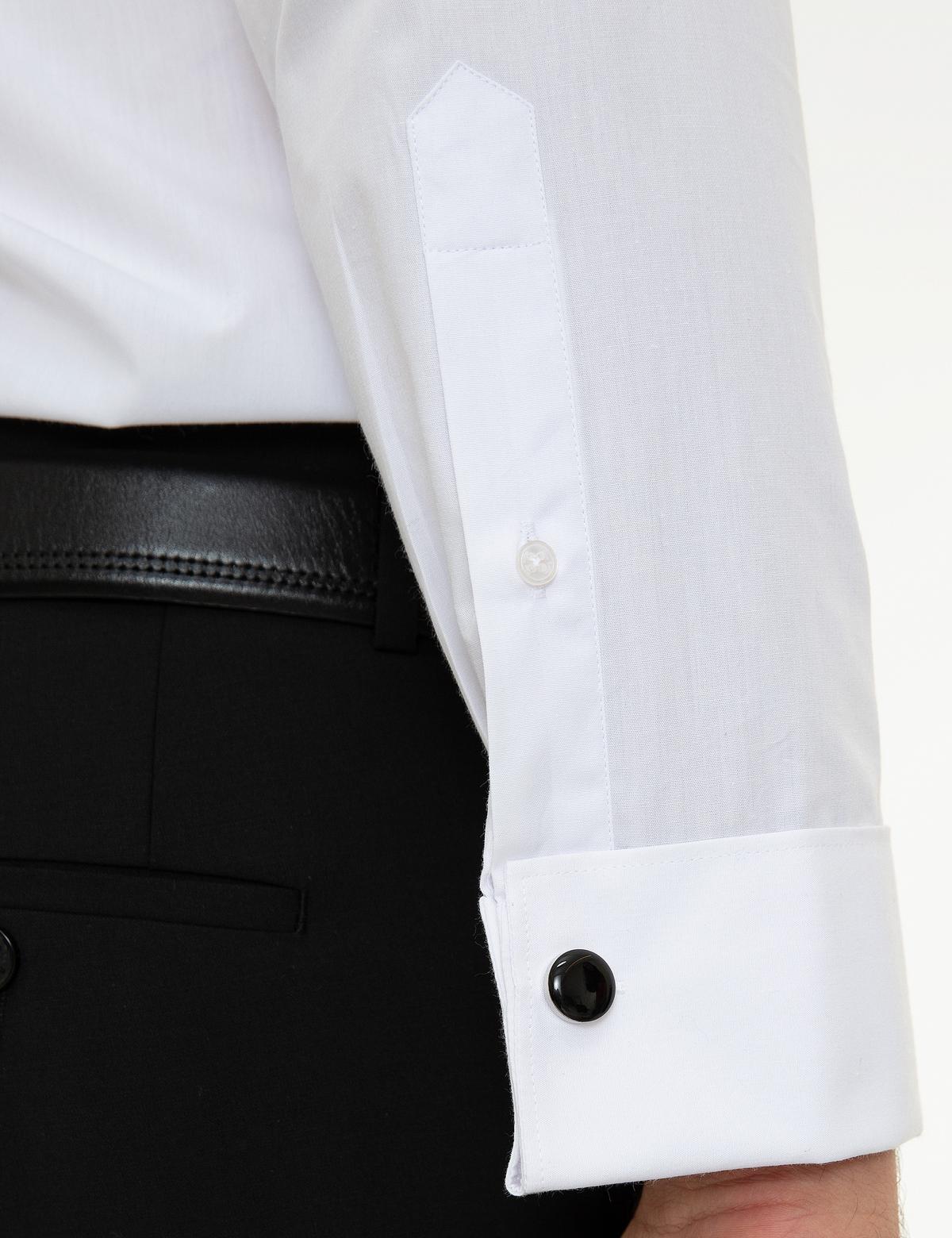 Beyaz Slim Fit Uzun Kollu Basic Gömlek - 50207637008