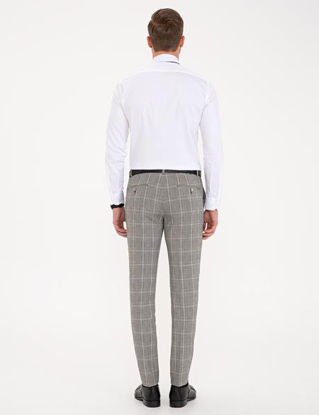 Siyah Ekose Ekstra Slim Fit Pantolon - 50236581021