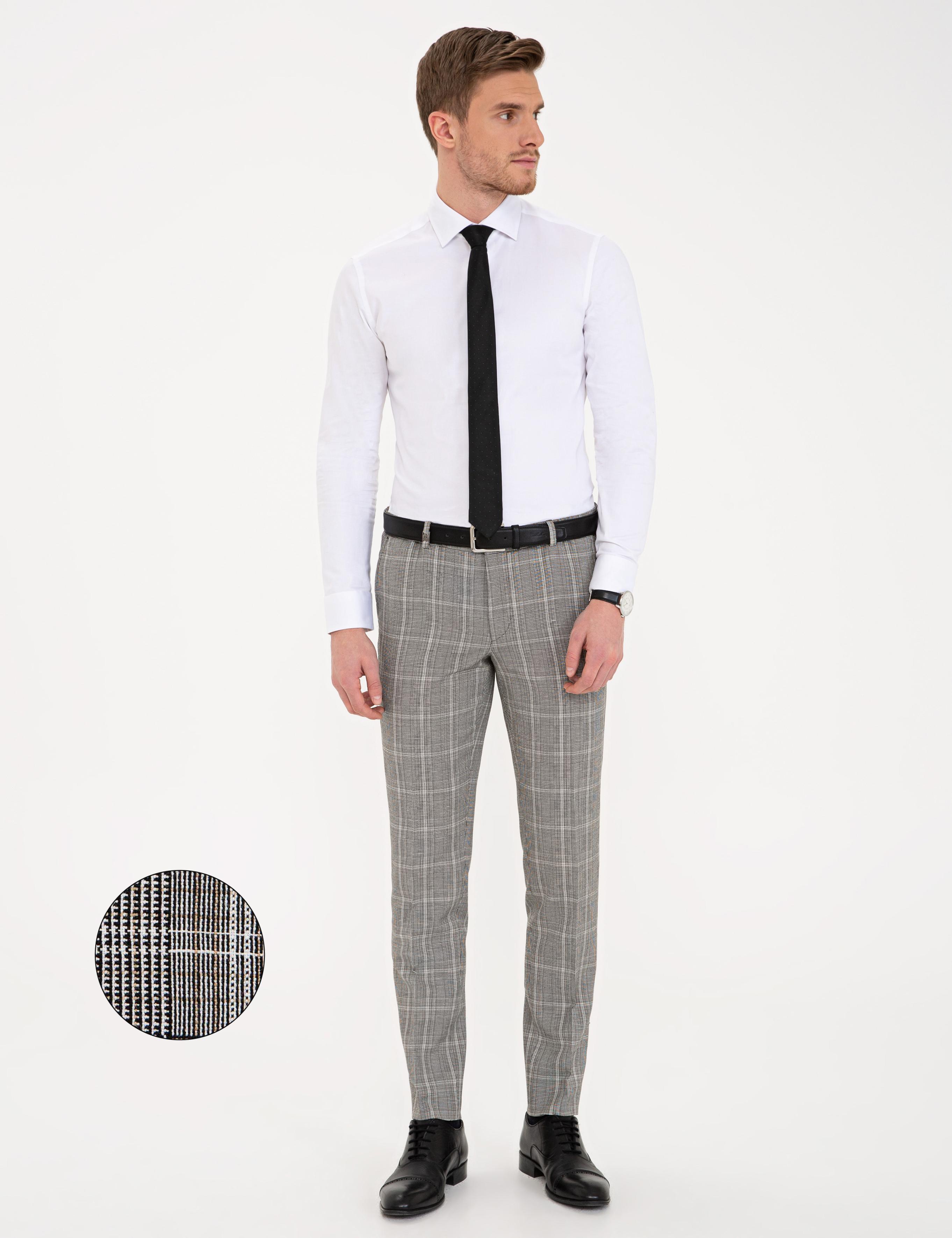 Siyah Ekose Ekstra Slim Fit Pantolon