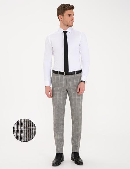 Siyah Ekose Ekstra Slim Fit Pantolon - 50236581021