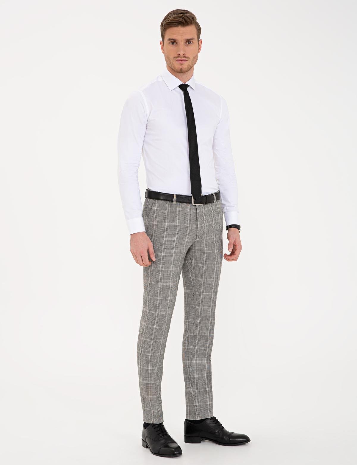 Siyah Ekose Ekstra Slim Fit Pantolon - 50236581021