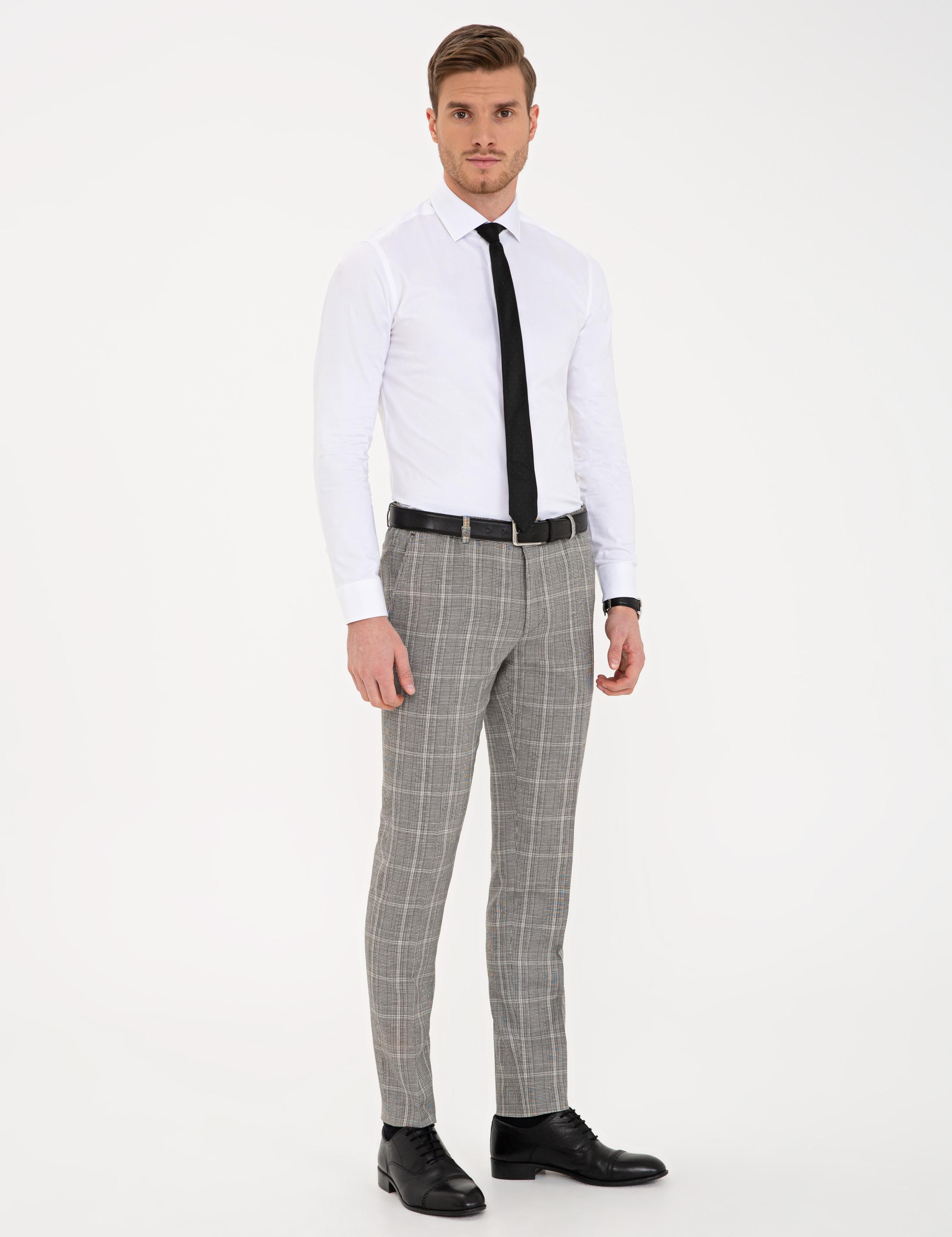 Siyah Ekose Ekstra Slim Fit Pantolon