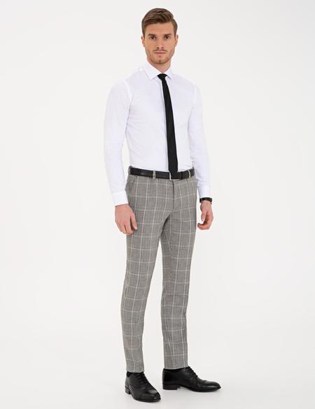 Siyah Ekose Ekstra Slim Fit Pantolon - 50236581021