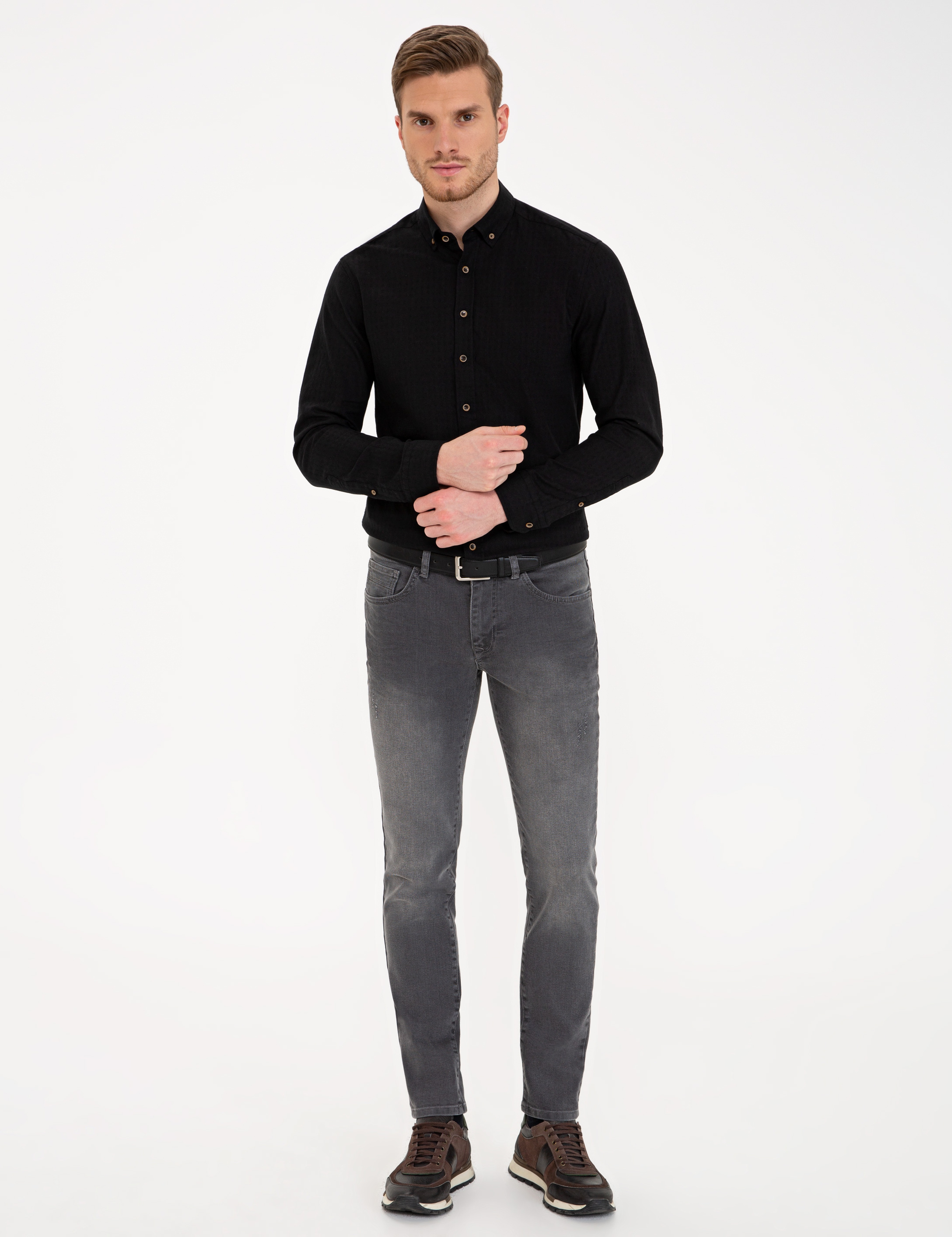 Antrasit Slim Fit Jean Pantolon - Image 1