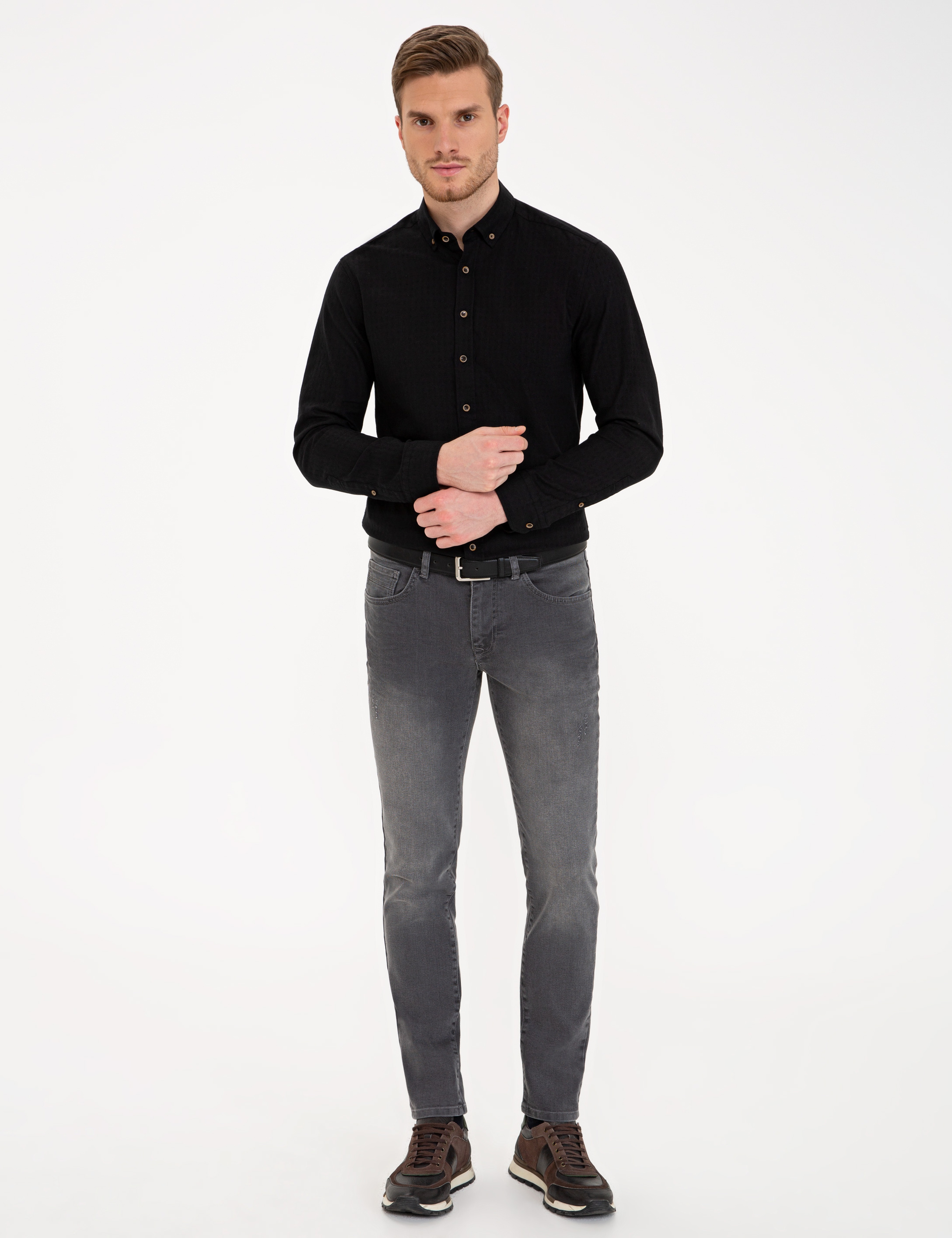 Antrasit Slim Fit Jean Pantolon