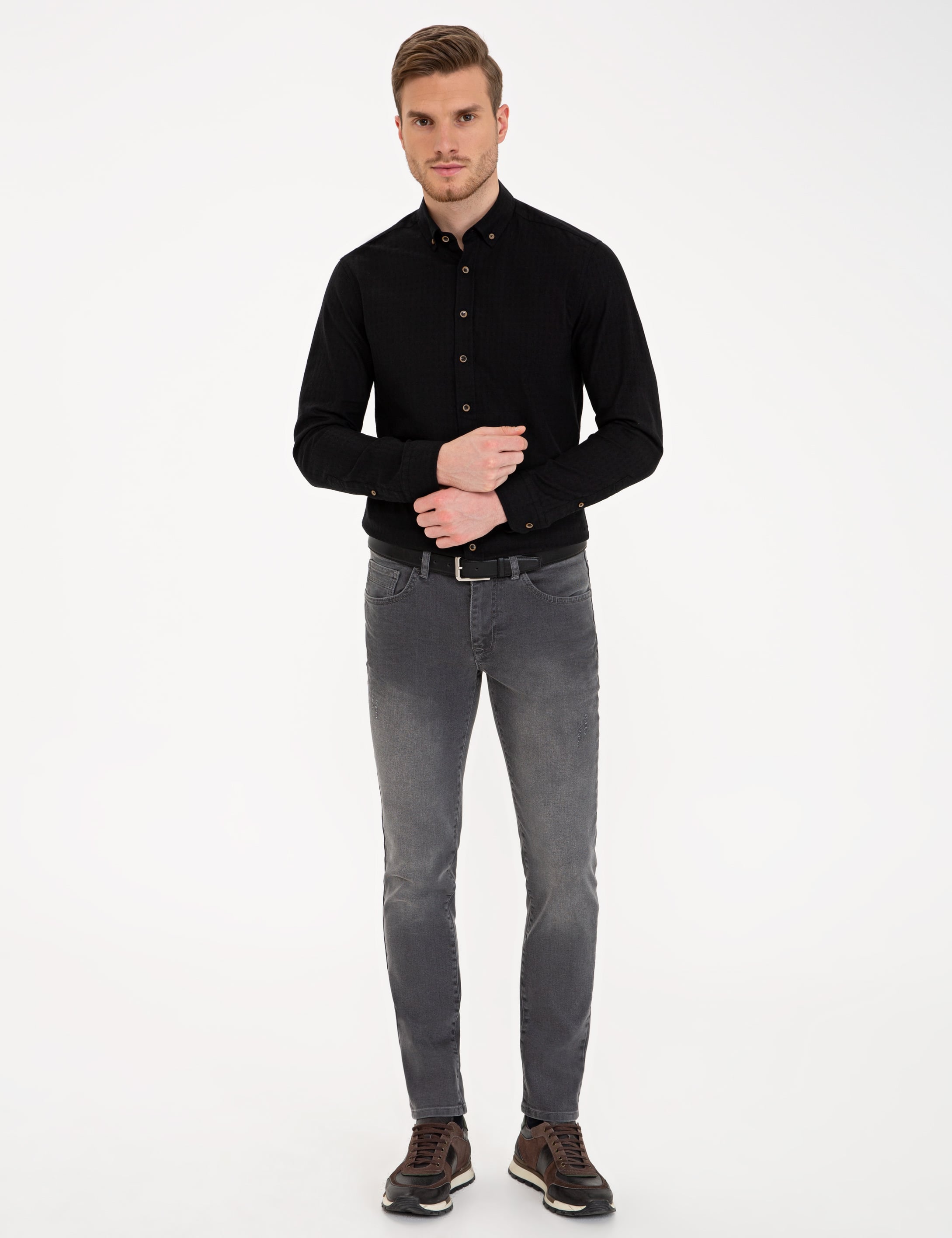Antrasit Slim Fit Jean Pantolon