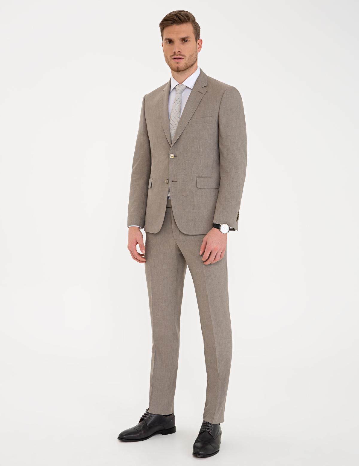 Açık Kahverengi Slim Fit Takım Elbise - 50236093116