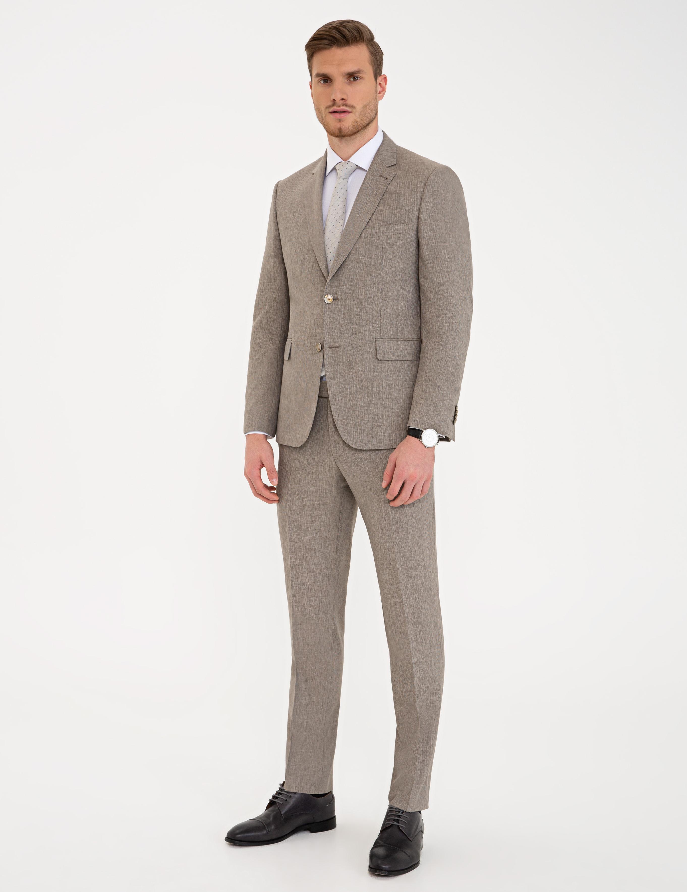Açık Kahverengi Slim Fit Takım Elbise