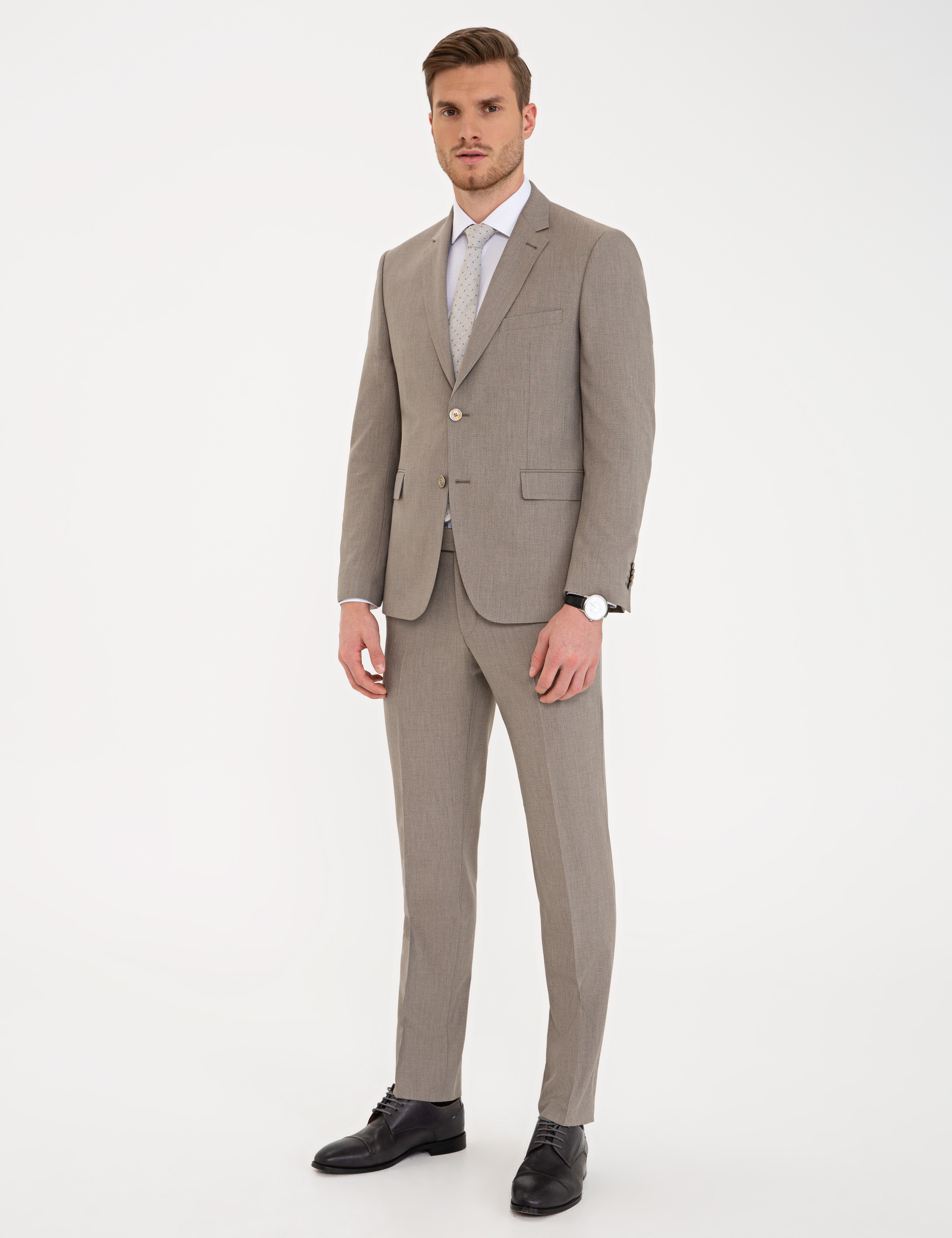Açık Kahverengi Slim Fit Takım Elbise - Image 3