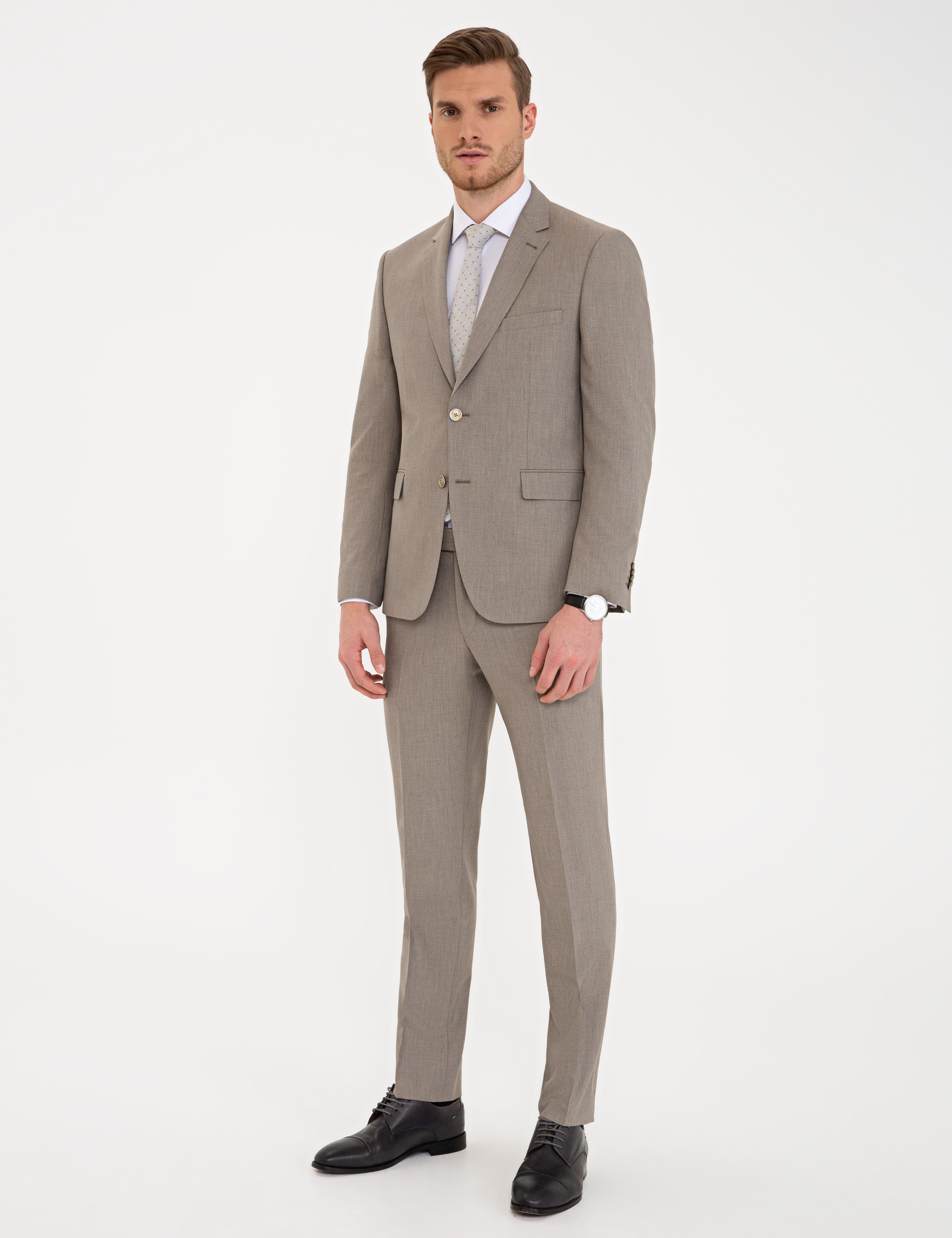 Açık Kahverengi Slim Fit Takım Elbise