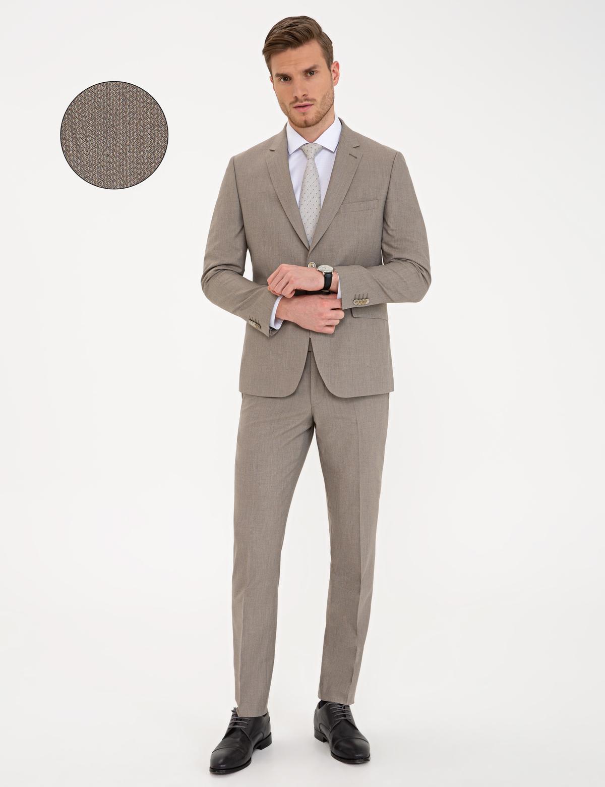 Açık Kahverengi Slim Fit Takım Elbise