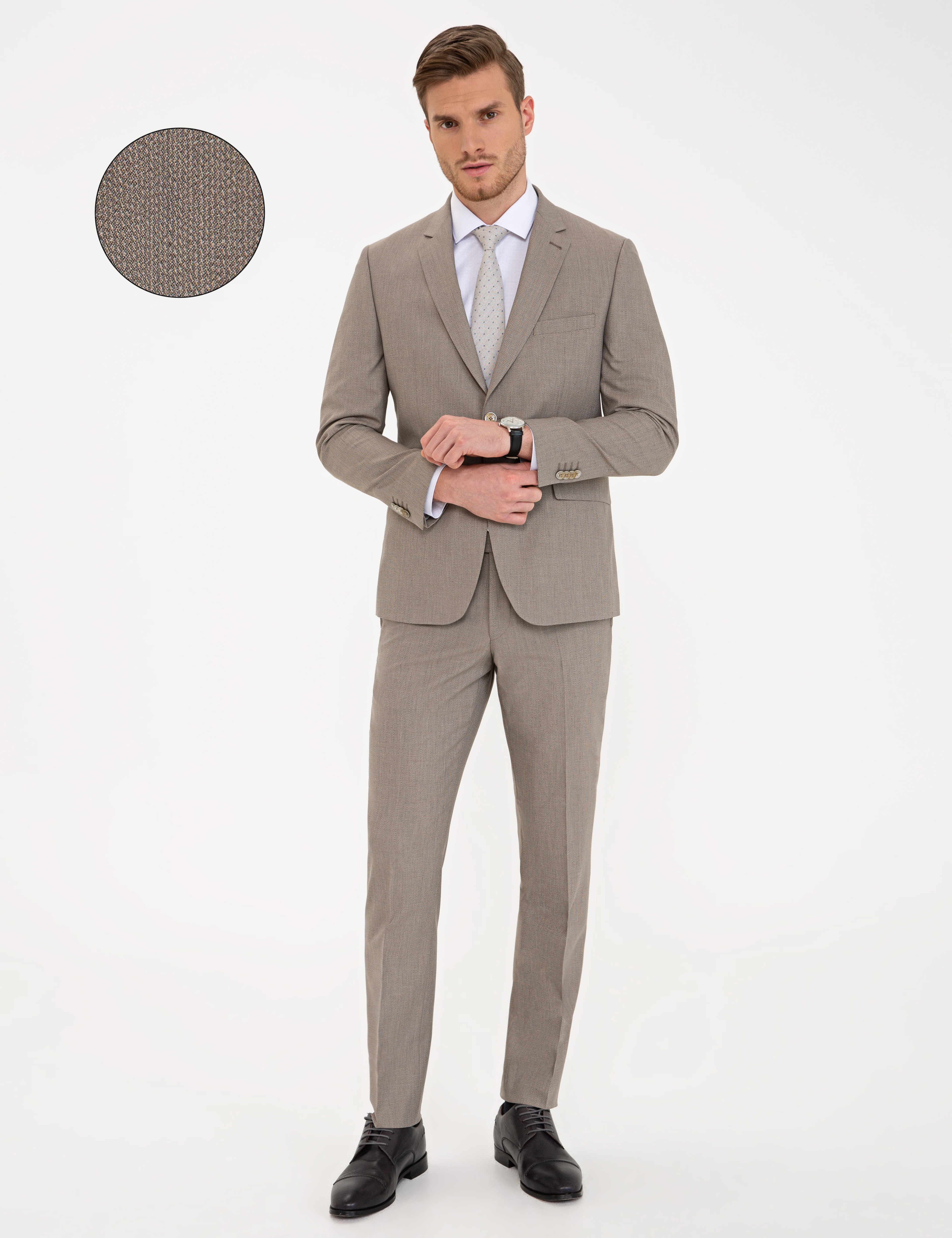 Açık Kahverengi Slim Fit Takım Elbise - Image 1