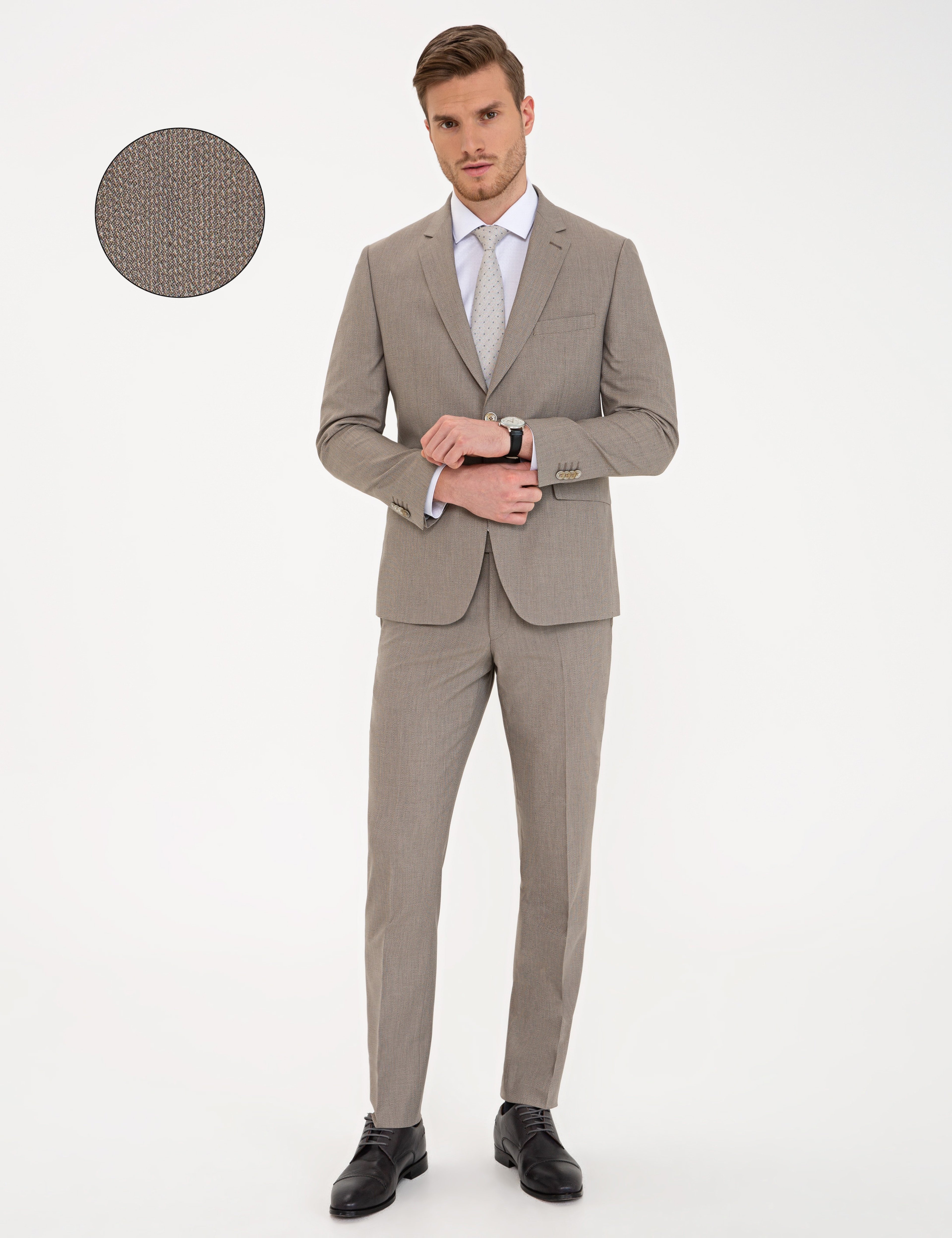 Açık Kahverengi Slim Fit Takım Elbise