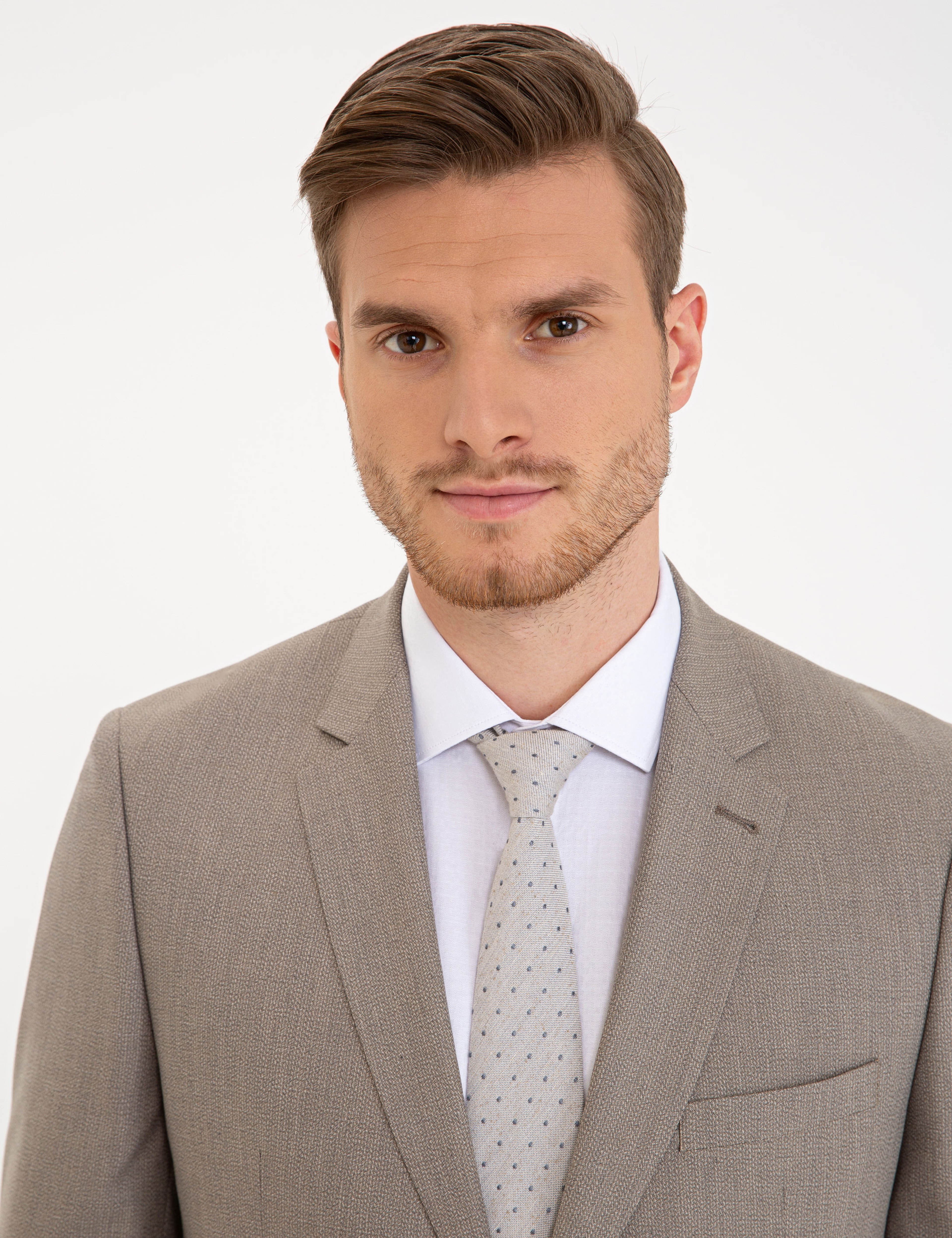 Açık Kahverengi Slim Fit Takım Elbise