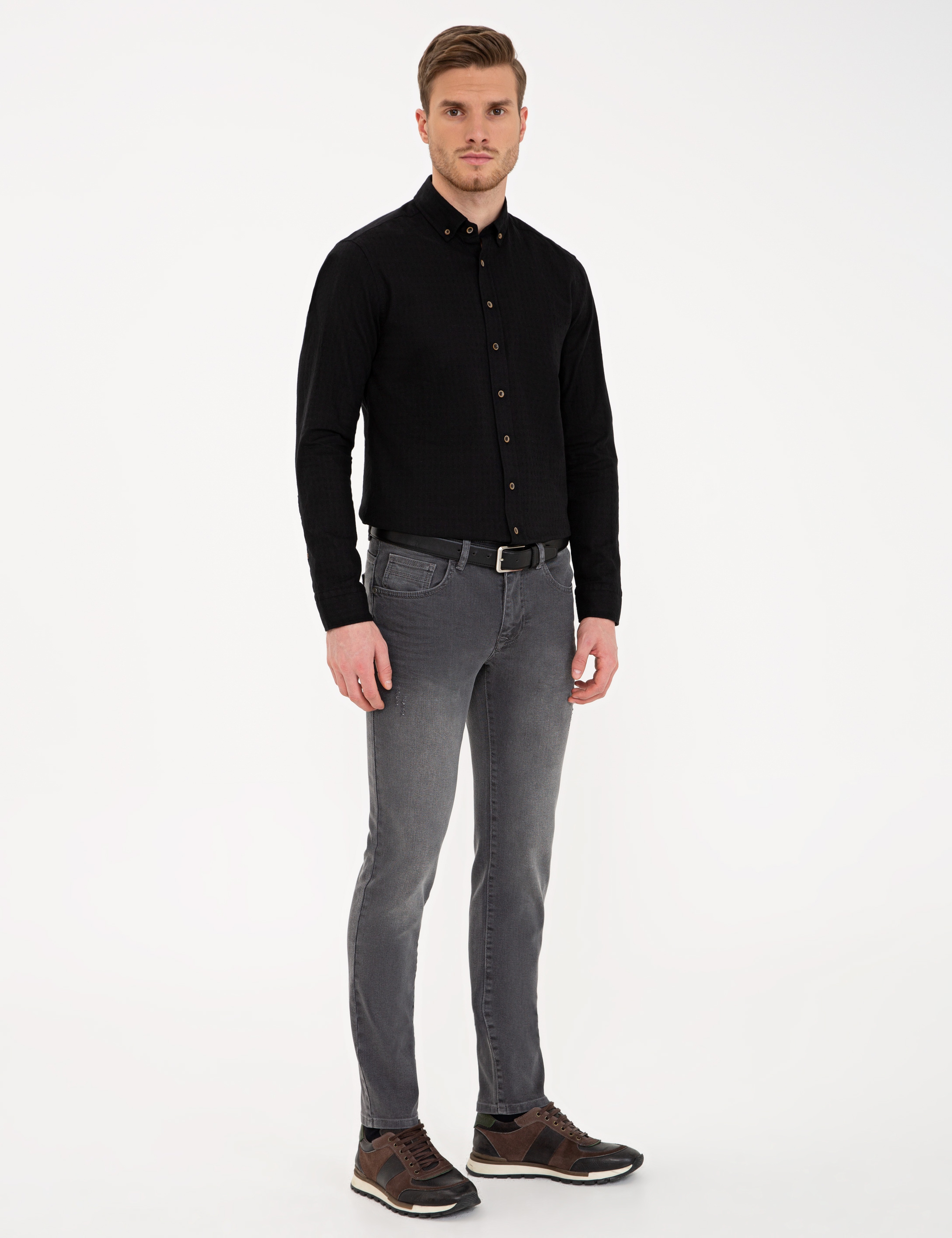 Antrasit Slim Fit Jean Pantolon