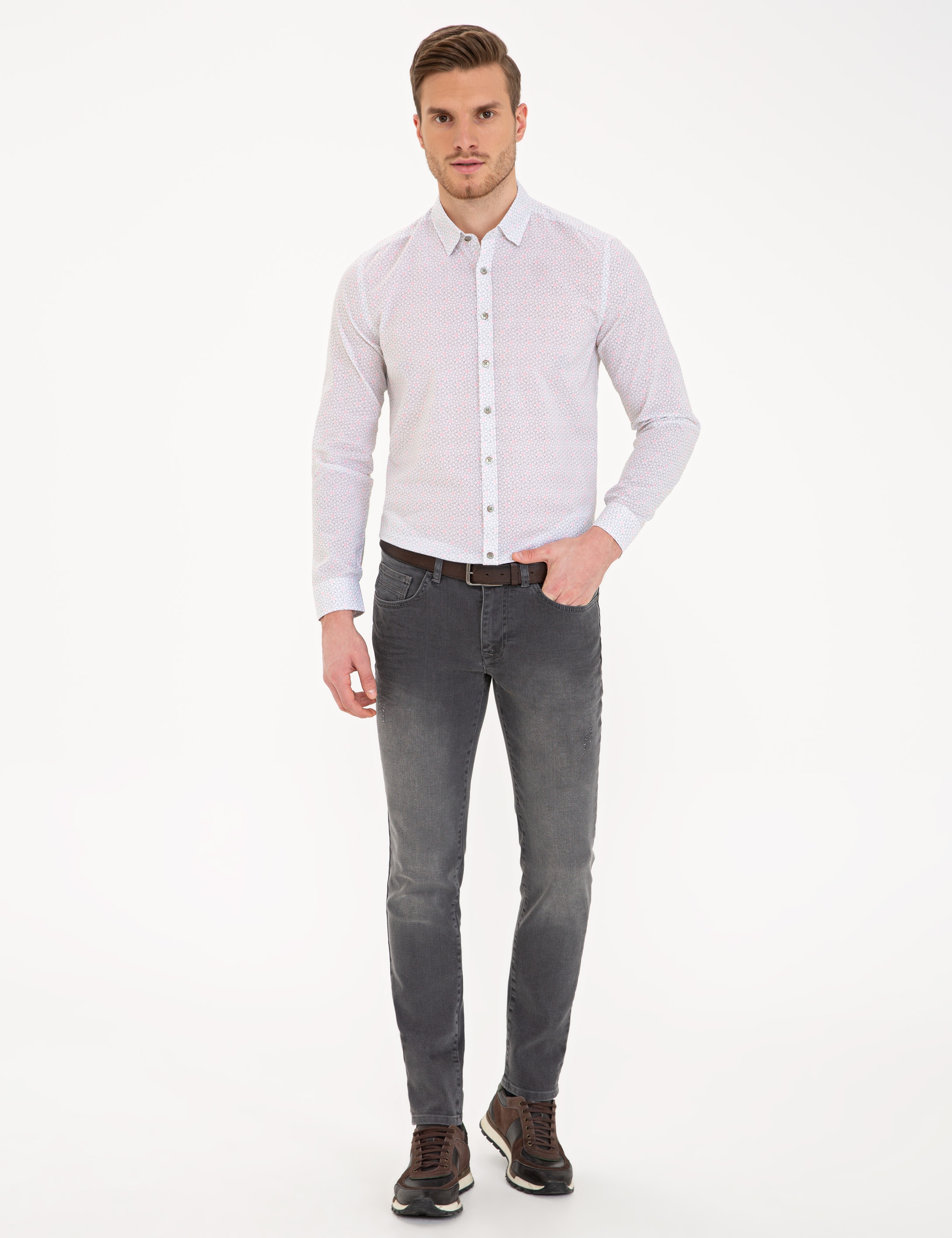 Haki Slim Fit Uzun Kollu Gömlek - Image 4