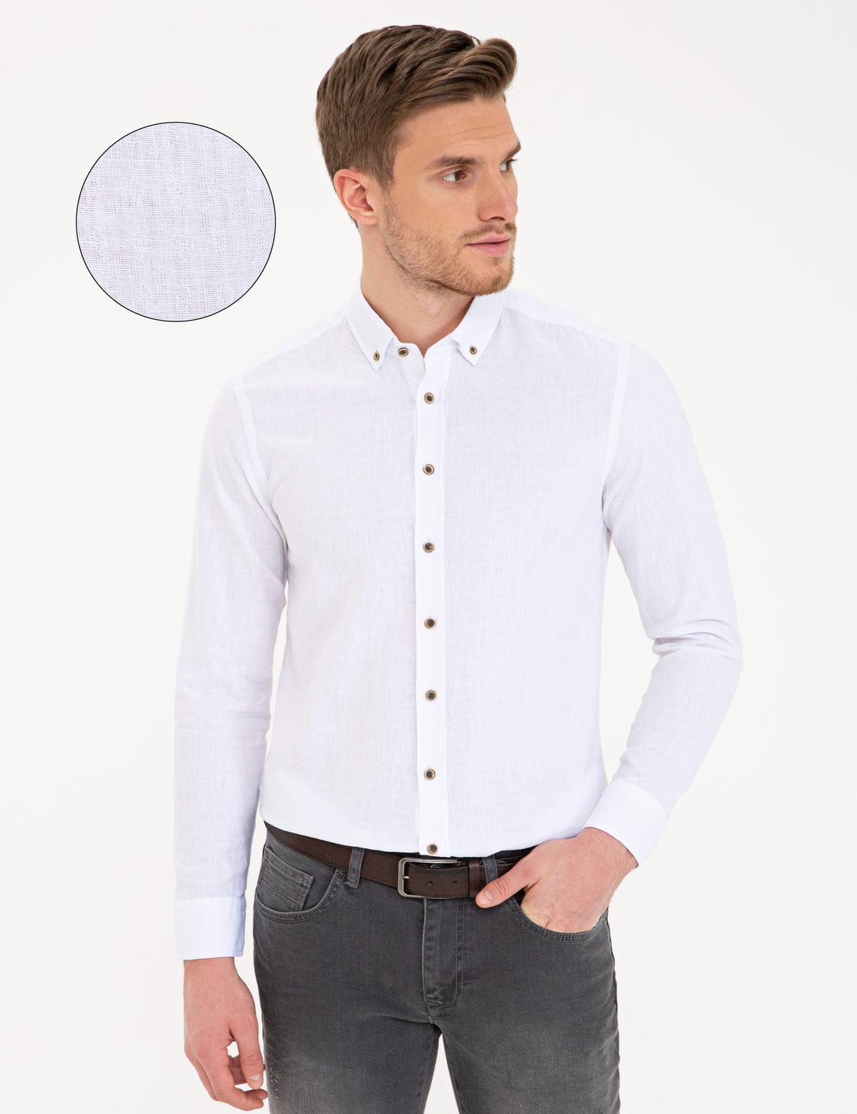 Beyaz Slim Fit Uzun Kollu Gömlek