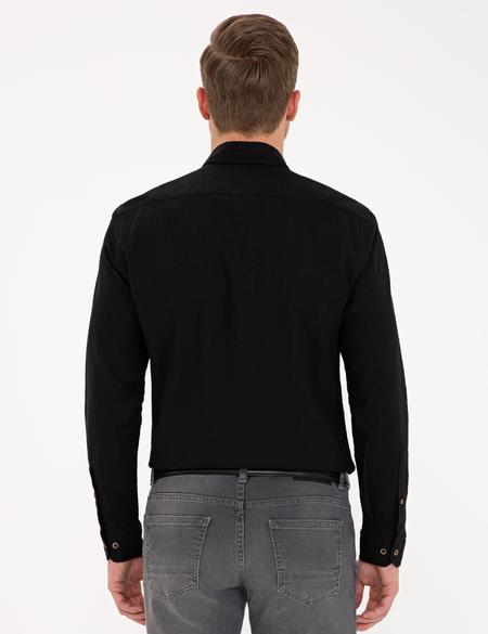 Siyah Slim Fit Uzun Kollu Gömlek - 50236686019
