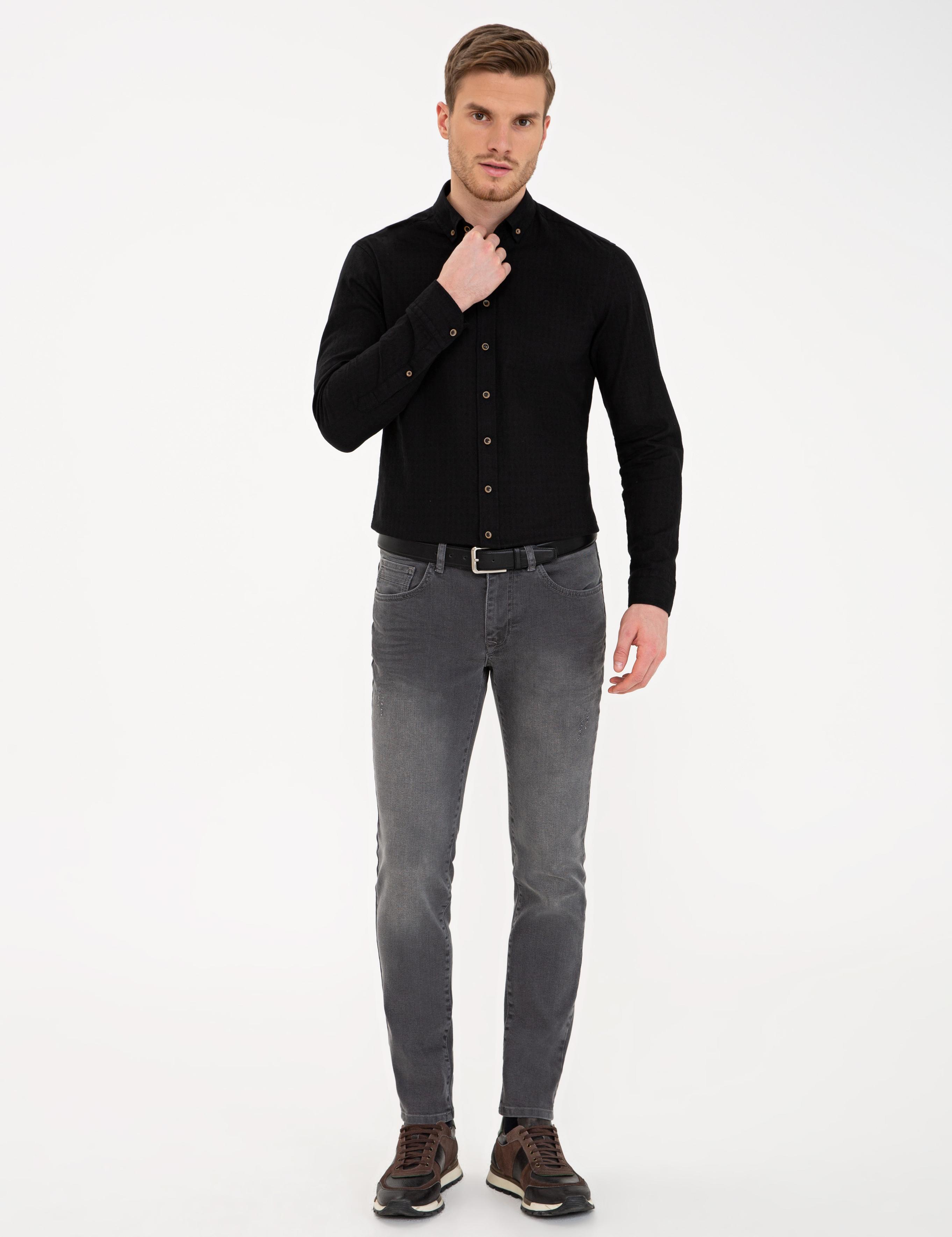 Siyah Slim Fit Uzun Kollu Gömlek