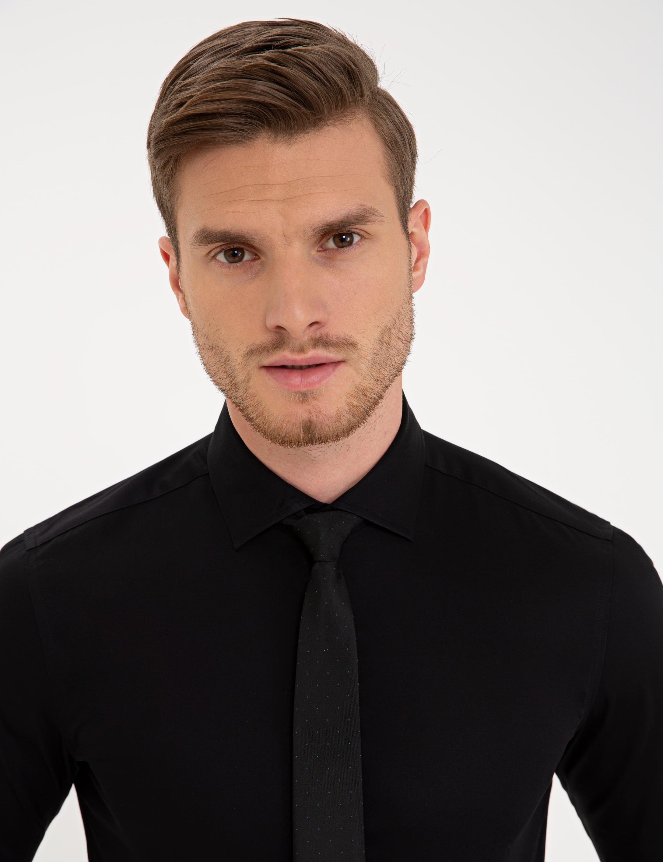 Siyah Ex. Slim Fit Uzun Kollu Klasik Gömlek - Image 2
