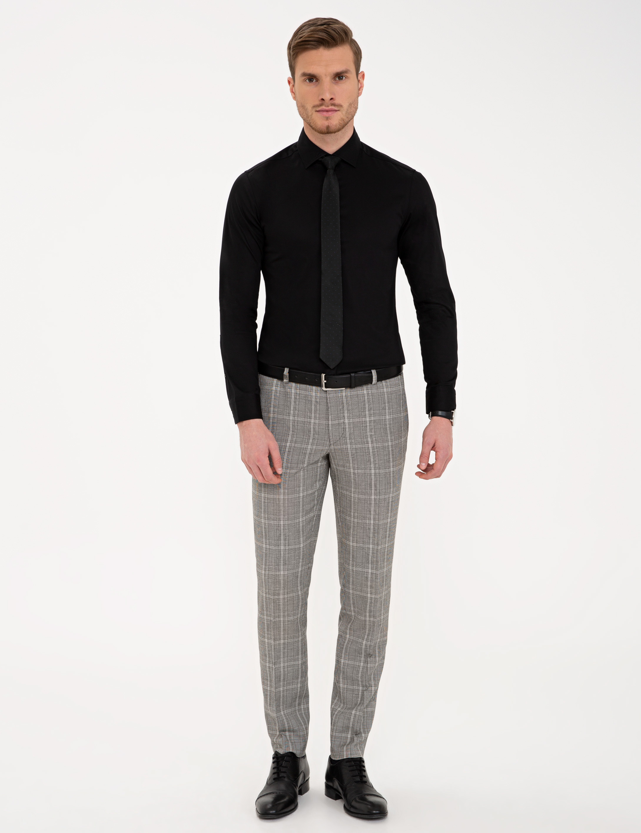 Siyah Ex. Slim Fit Uzun Kollu Klasik Gömlek - Image 4