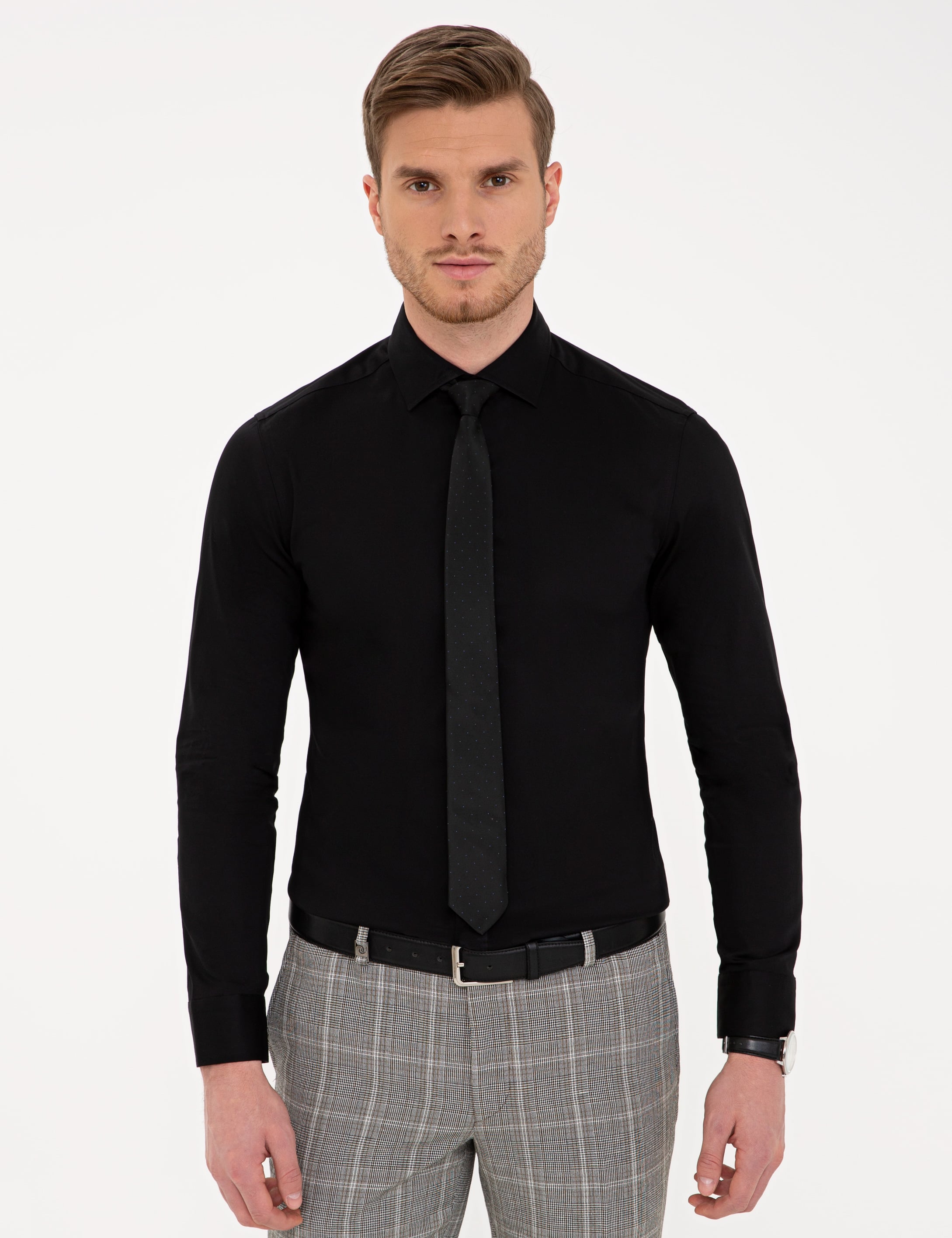 Siyah Ex. Slim Fit Uzun Kollu Klasik Gömlek