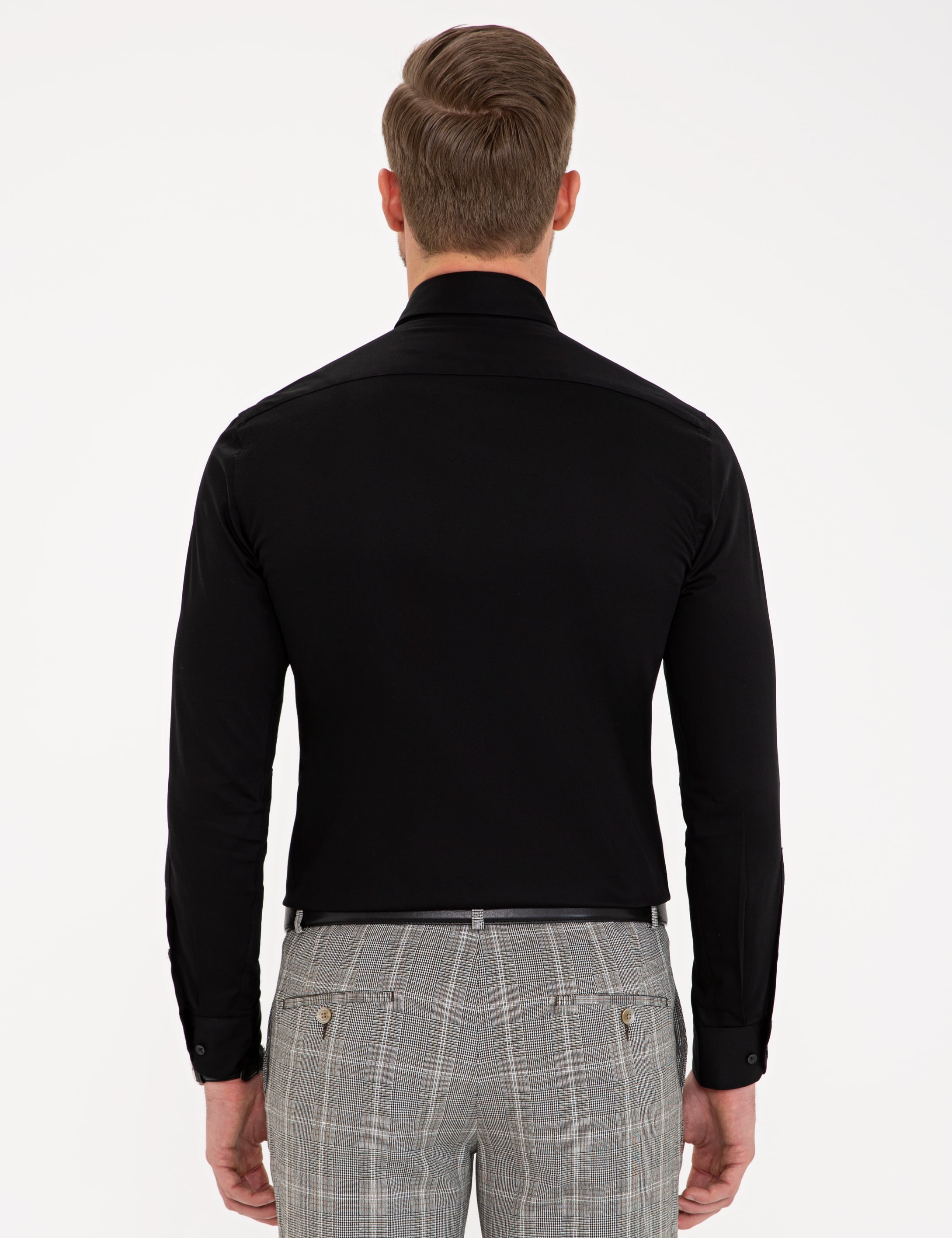 Siyah Ex. Slim Fit Uzun Kollu Klasik Gömlek