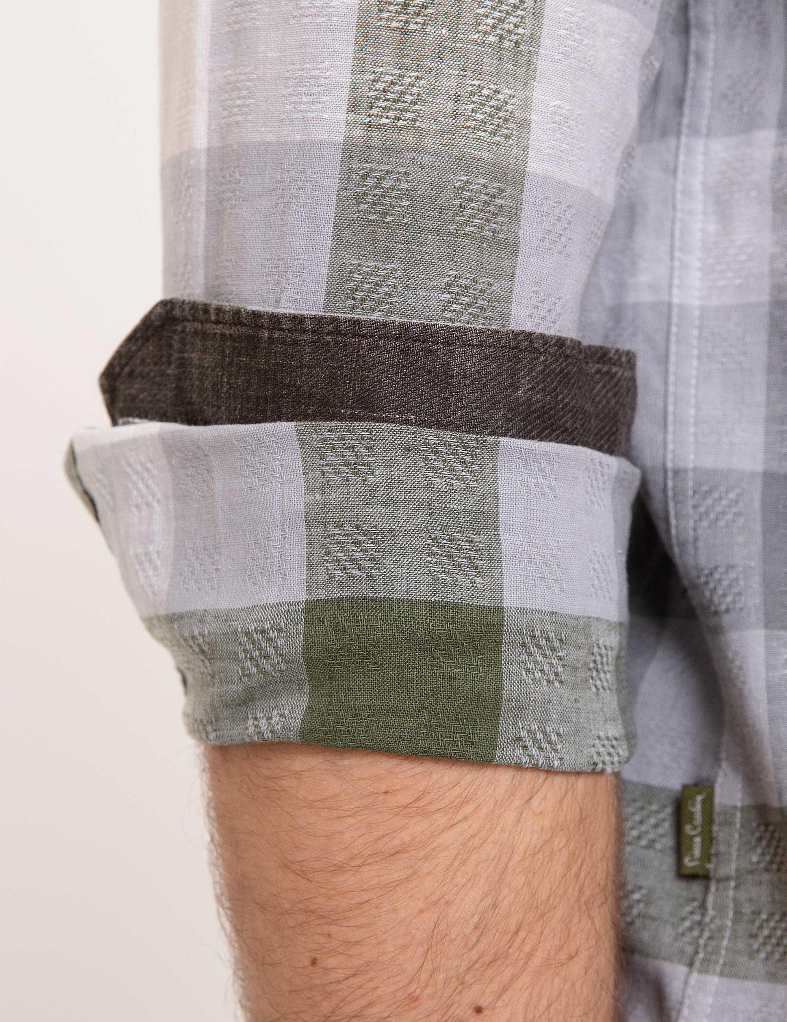 Gri Slim Fit Keten Karışımlı Gömlek