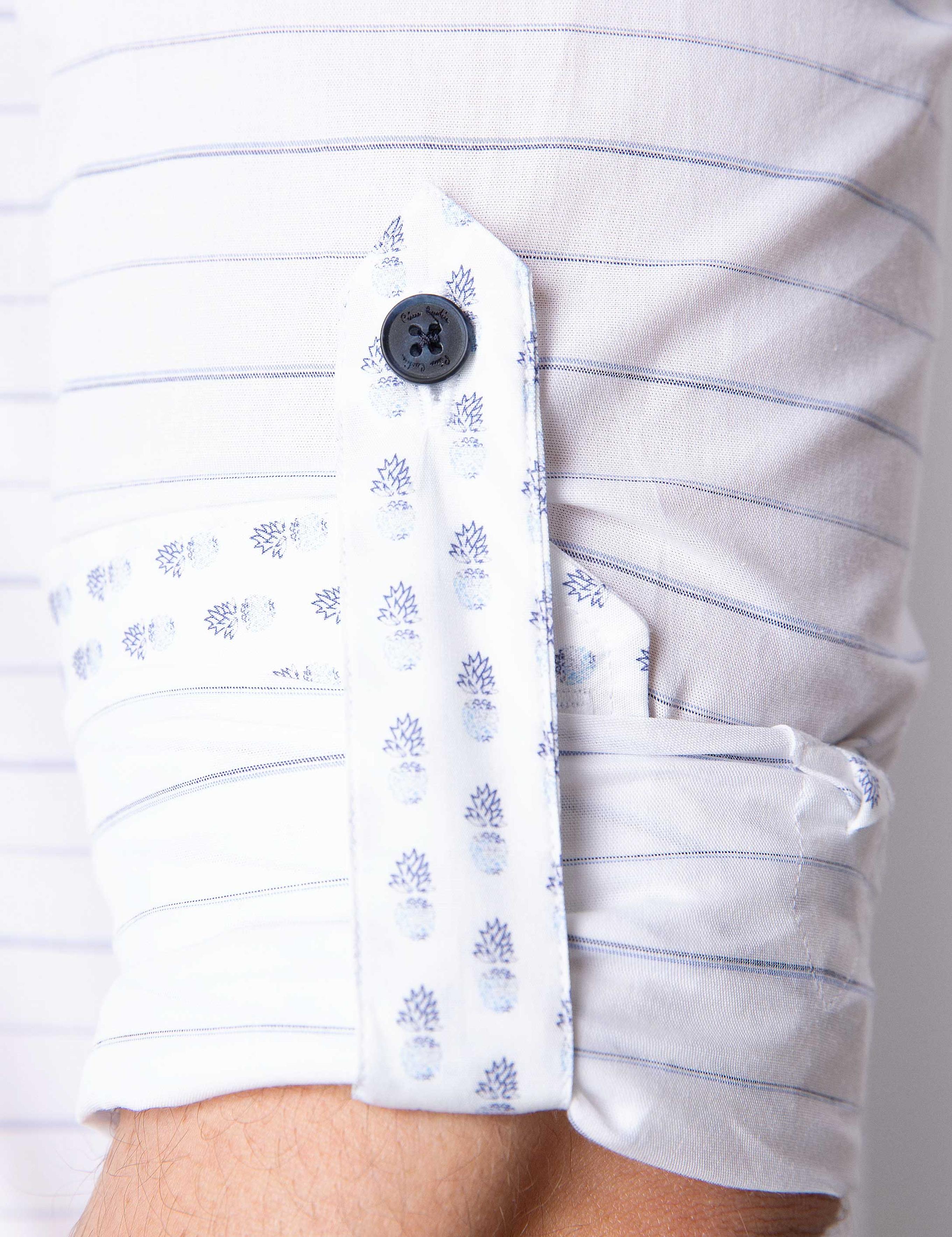 Beyaz Slim Fit Keten Karışımlı Gömlek