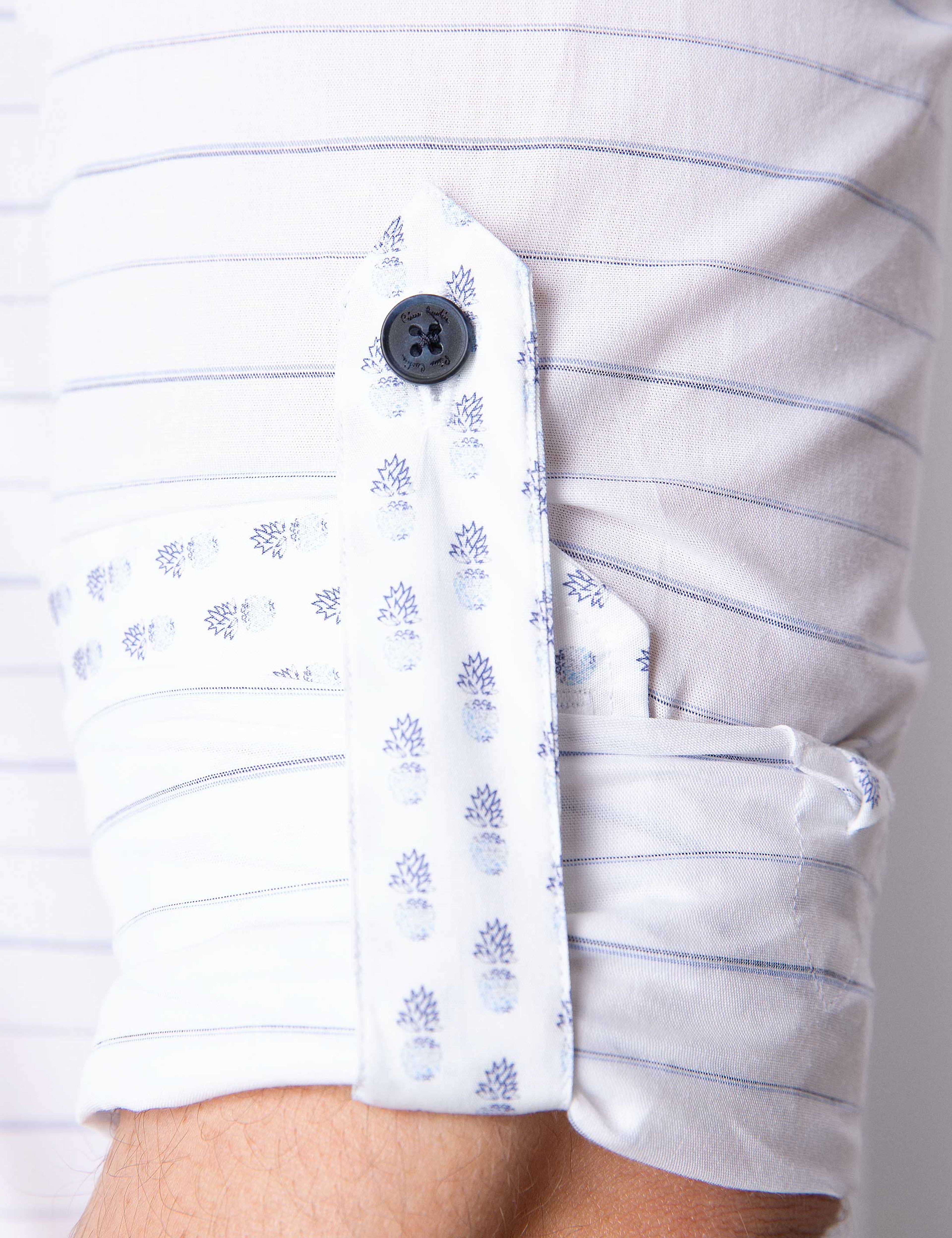 Beyaz Slim Fit Keten Karışımlı Gömlek
