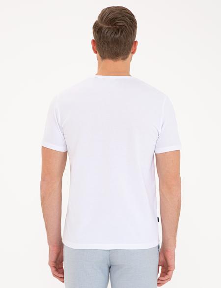 Beyaz Slim Fit Bisiklet Yaka Tişört - 50232407008