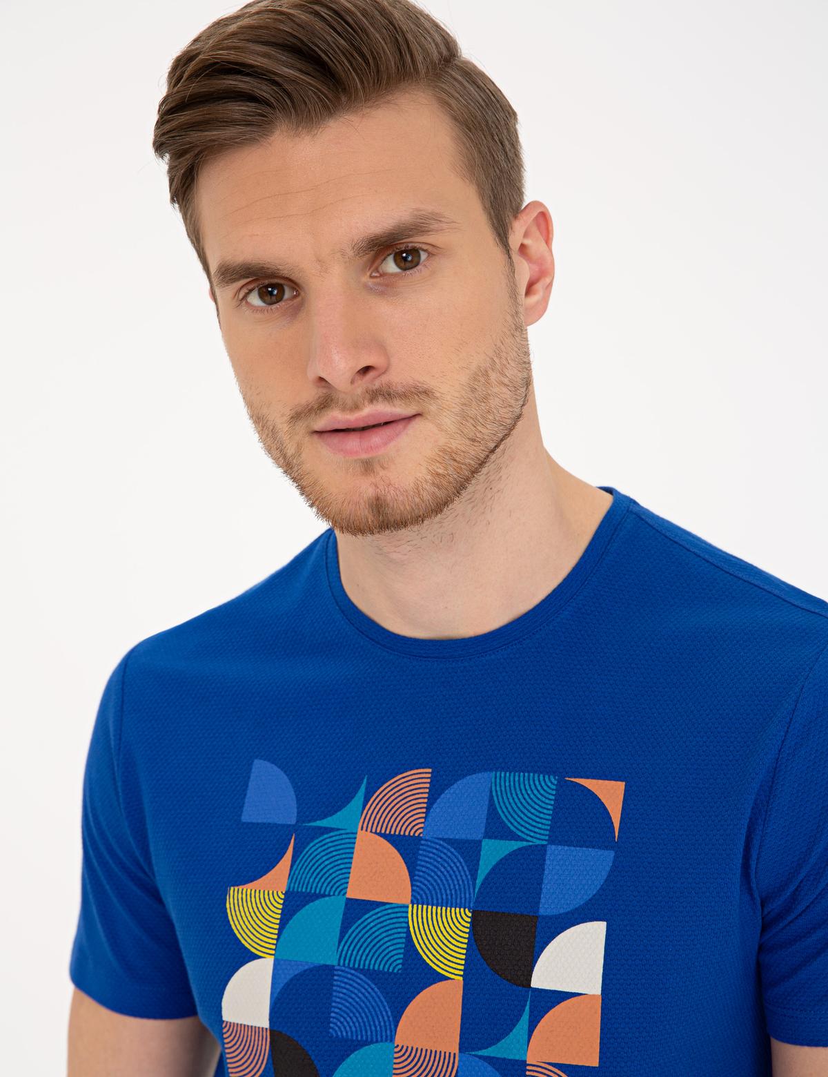 Mavi Slim Fit Bisiklet Yaka Tişört - 50232407151