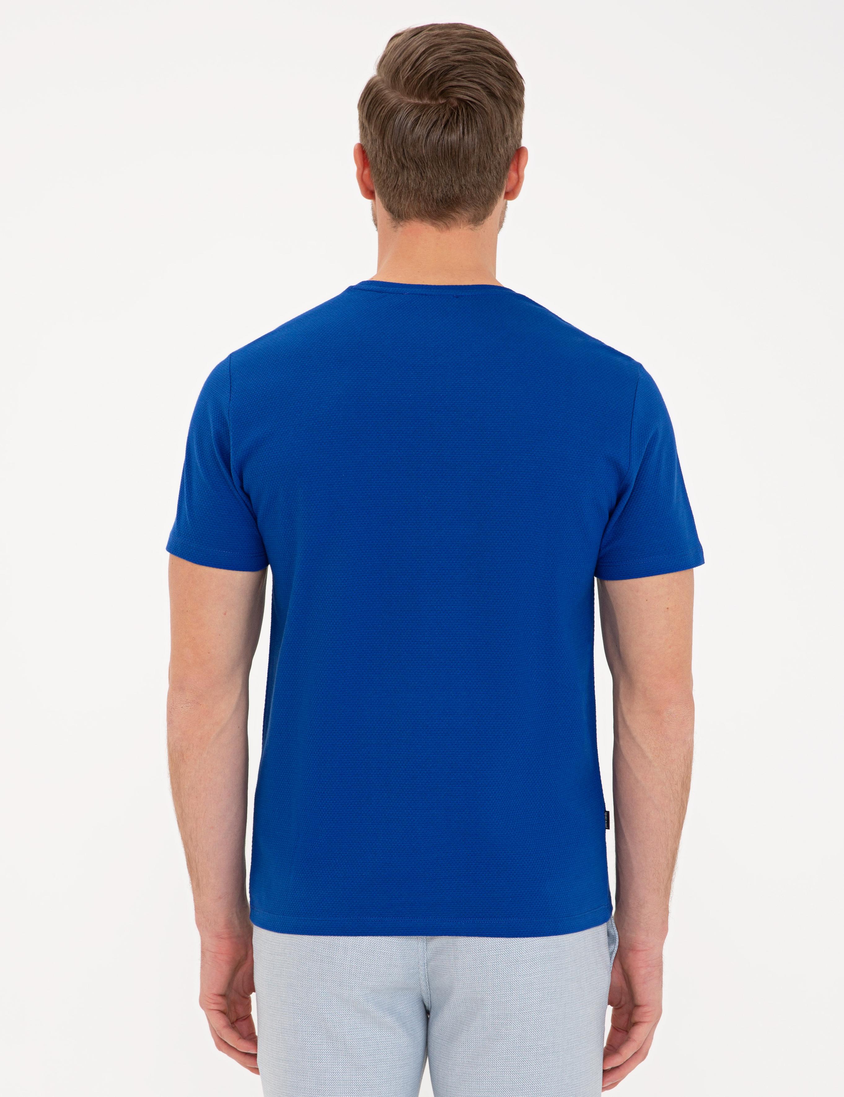 Mavi Slim Fit Bisiklet Yaka Tişört