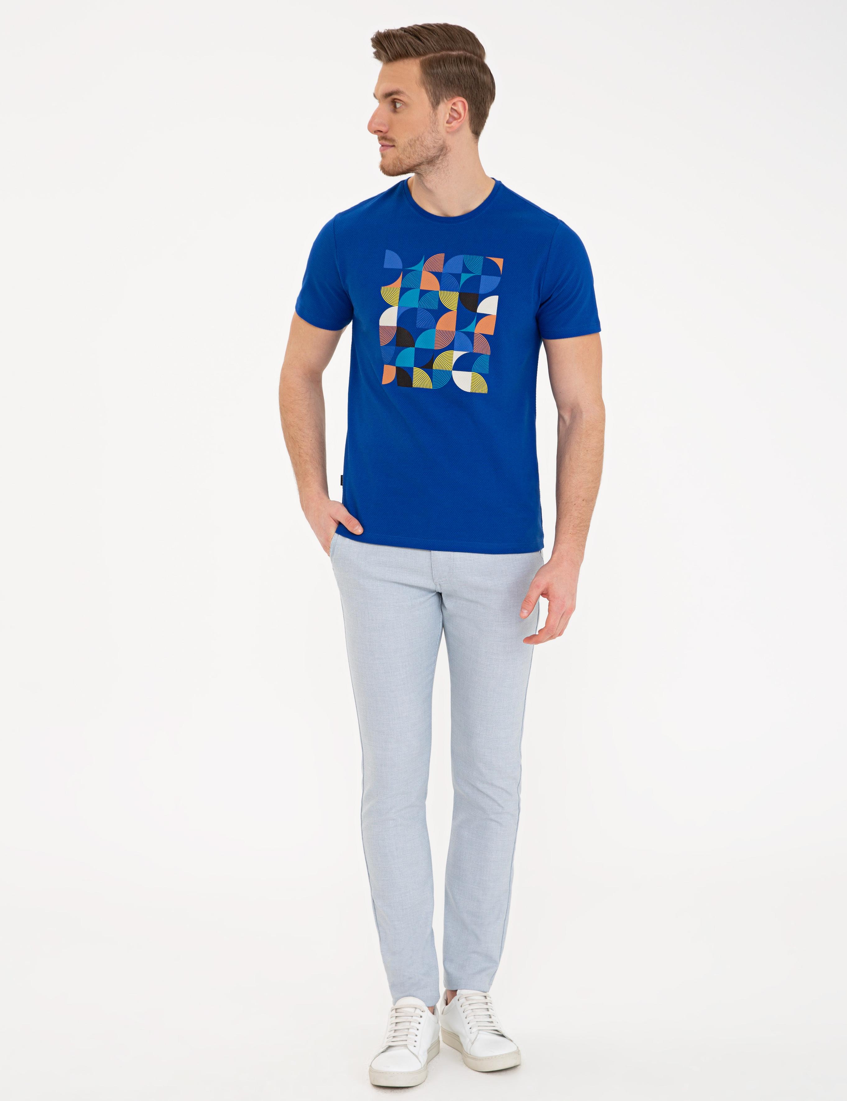 Mavi Slim Fit Bisiklet Yaka Tişört