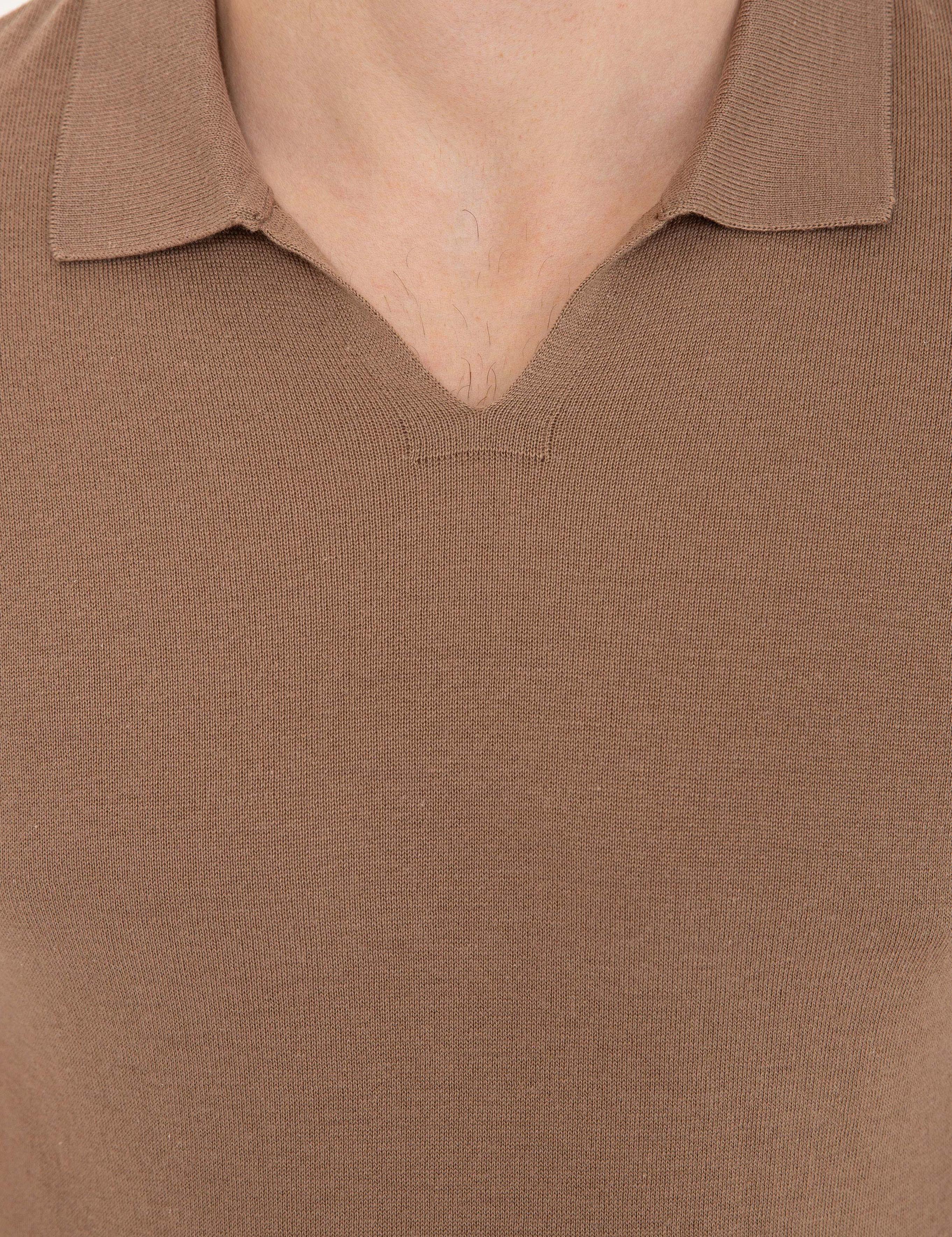 Açık Kahverengi Slim Fit Polo Yaka Triko Tişört