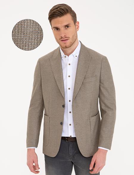 Açık Kahverengi Slim Fit Ceket - 50235498071
