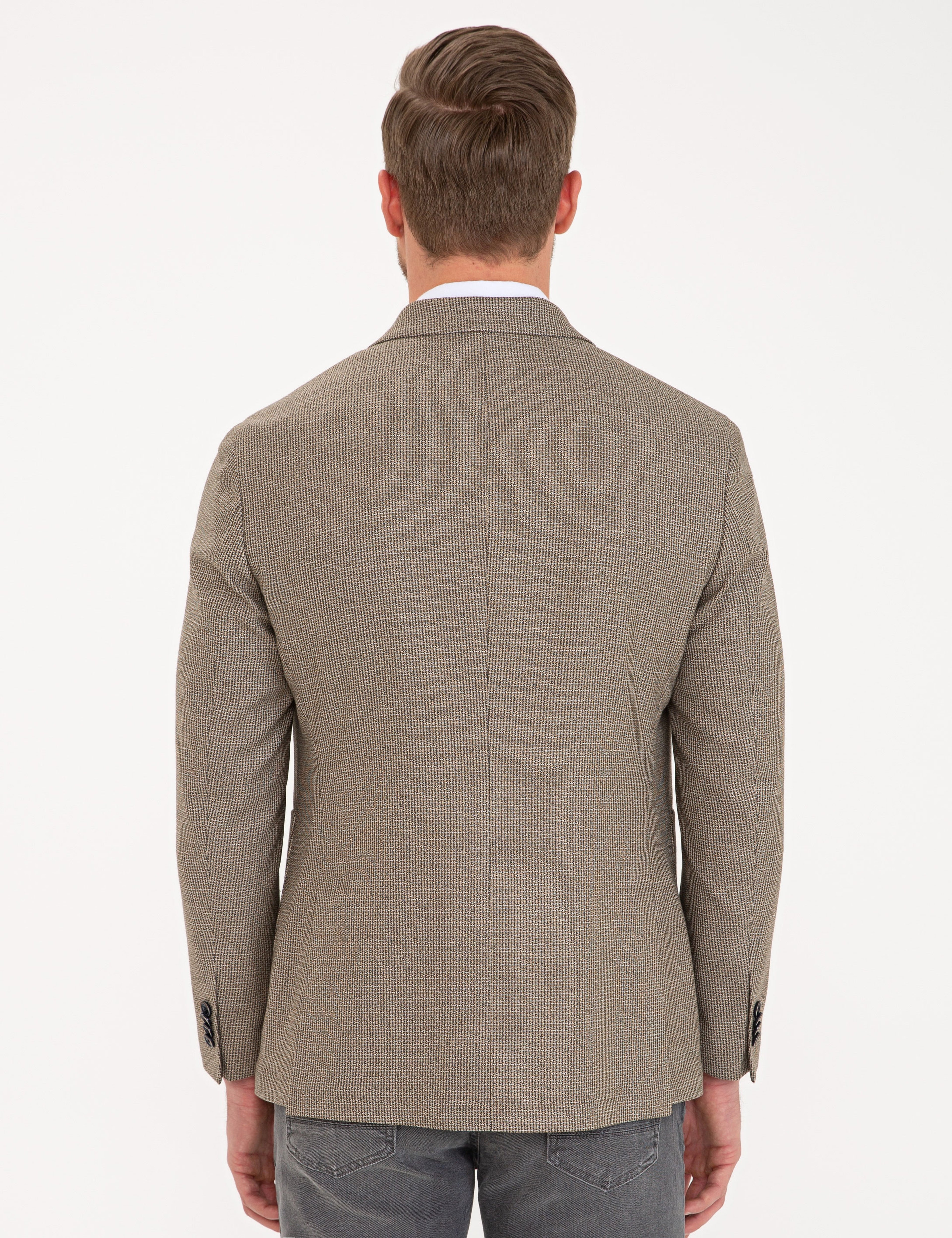 Açık Kahverengi Slim Fit Ceket - Image 4