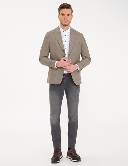 Açık Kahverengi Slim Fit Ceket - 50235498071