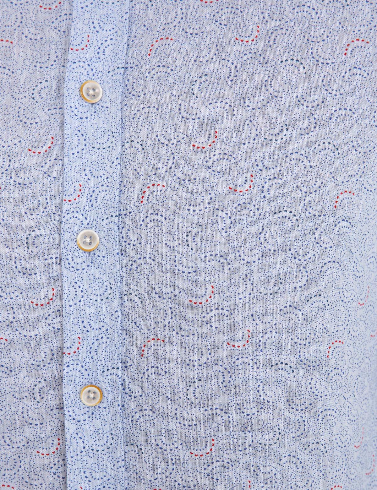 Mavi Keten Karışımlı Regular Fit Uzun Kollu Gömlek - 50235128007