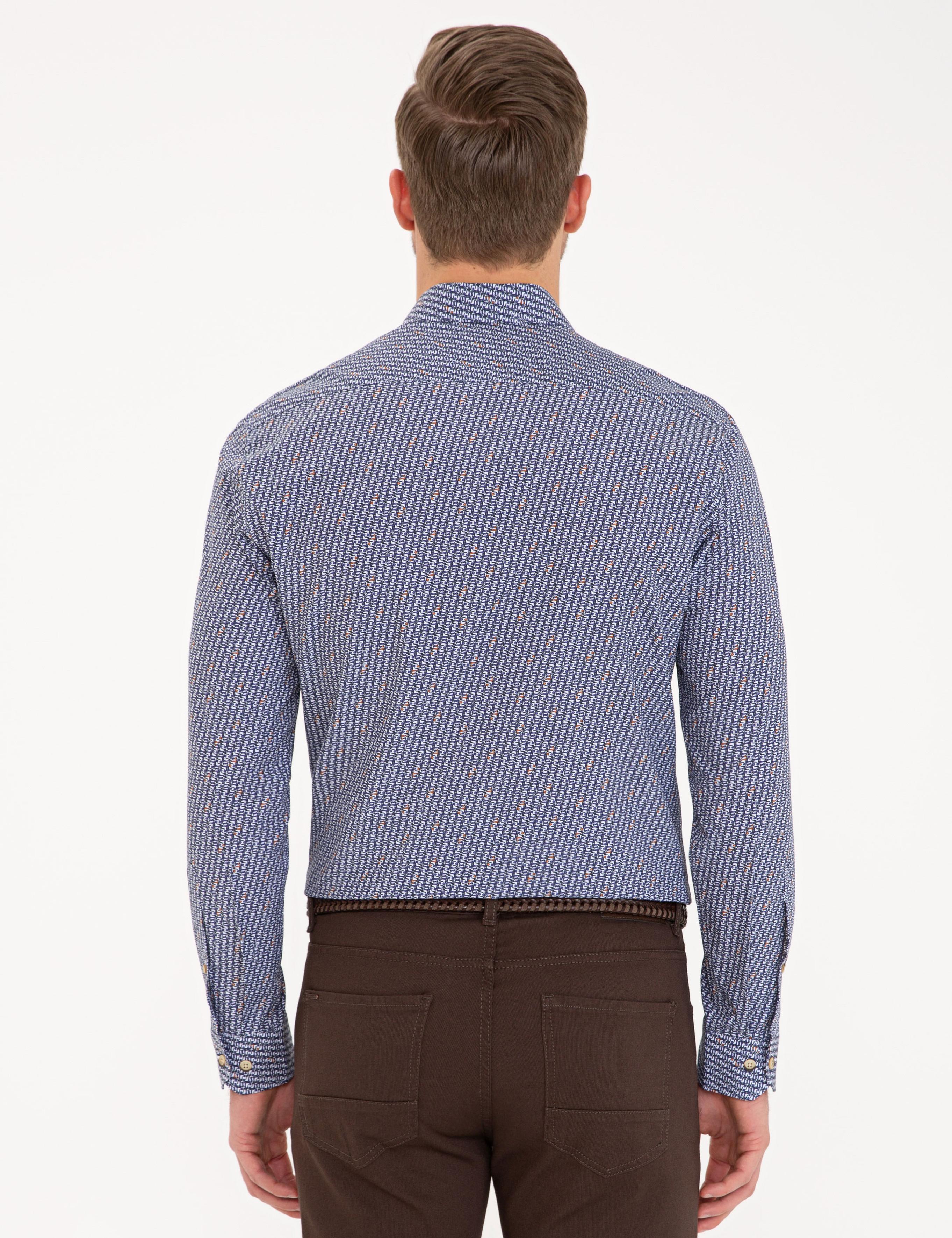 Lacivert Slim Fit Uzun Kollu Gömlek