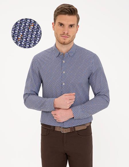 Lacivert Slim Fit Uzun Kollu Gömlek - 50233046001