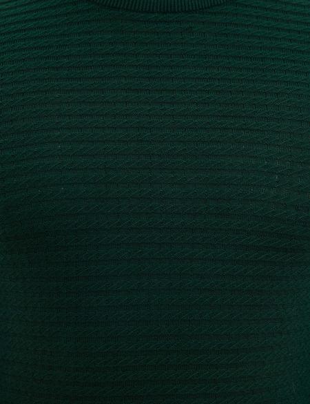 Koyu Yeşil Slim Fit Triko Kazak - 50177034046