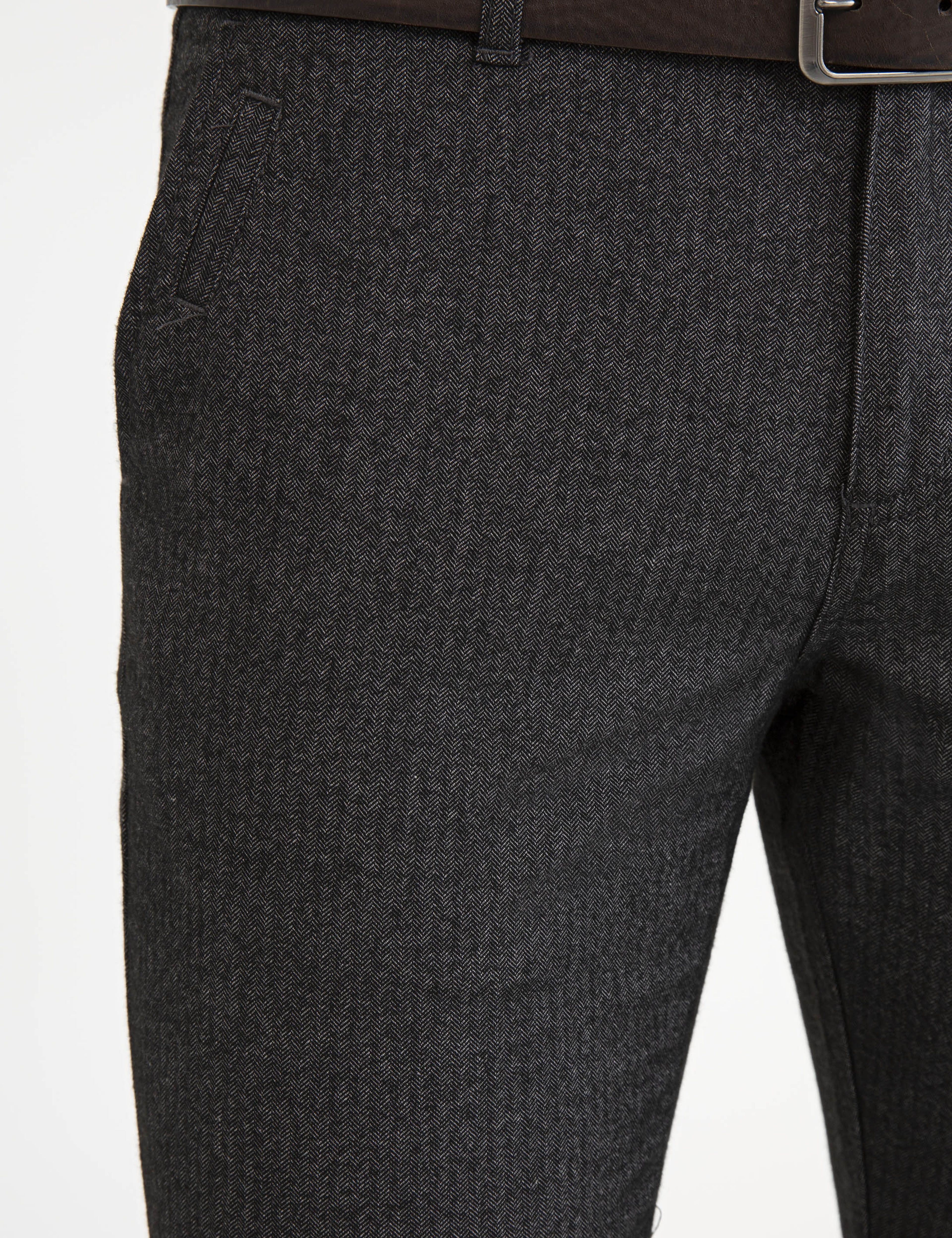 Gri Slim Fit Kanvas Pantolon - Image 4